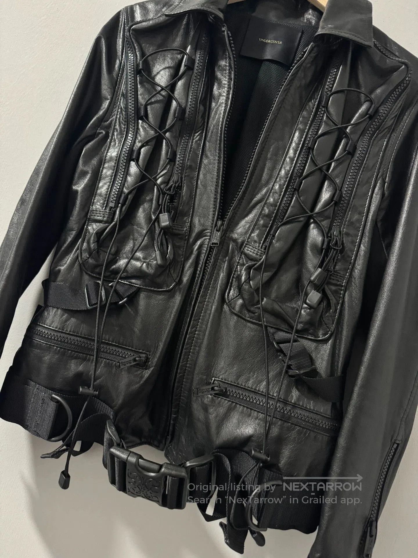 Undercover Black Leather Jacket with Utility Pockets and Straps. Size US S / EU 44-46 / 1 - 3 Thumbnail
