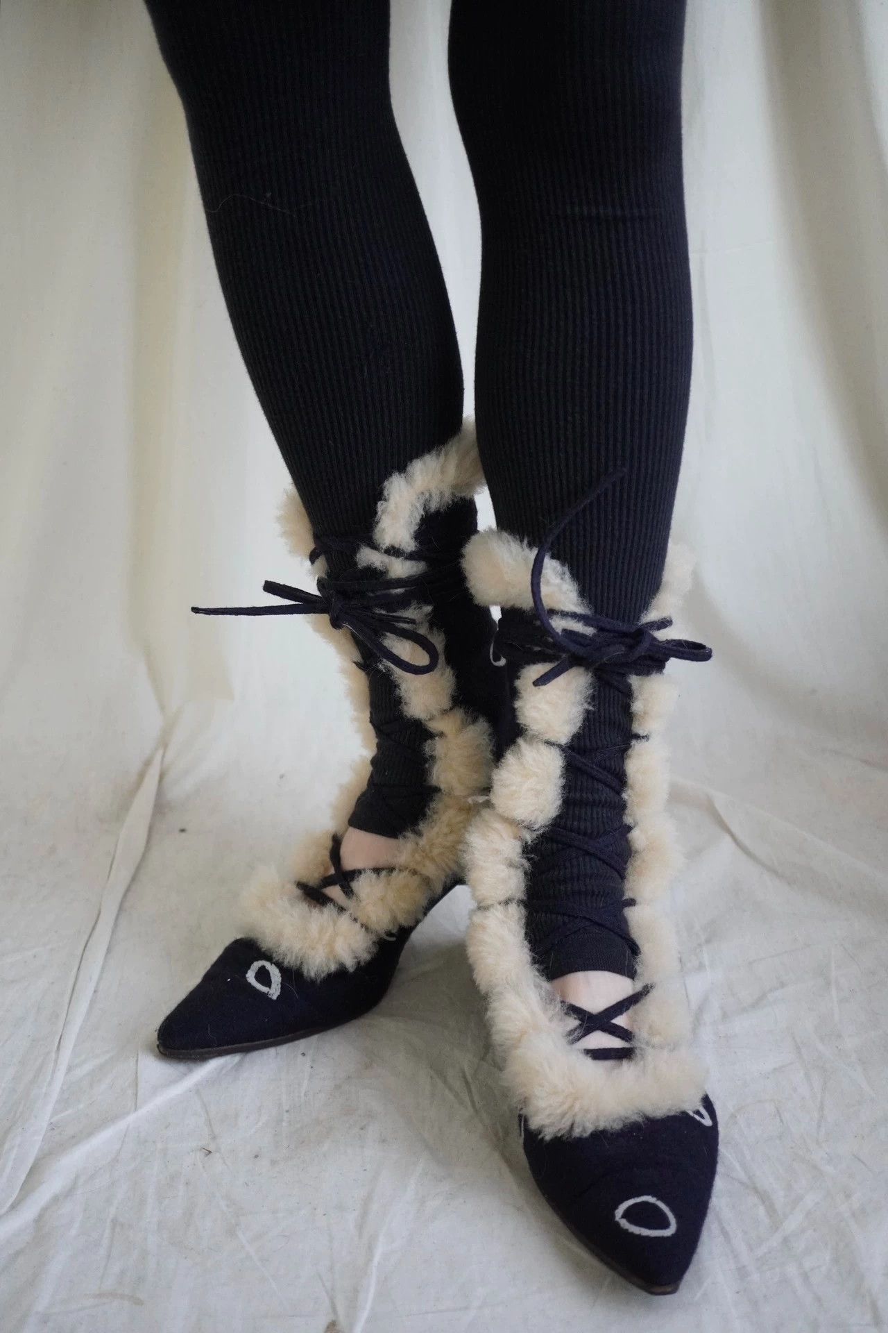 mina perhonen MinaPerhonen 2000s Hand-Painted Fur Boots 9/10 EU36.5 Size US 6 / IT 36 - 3 Thumbnail