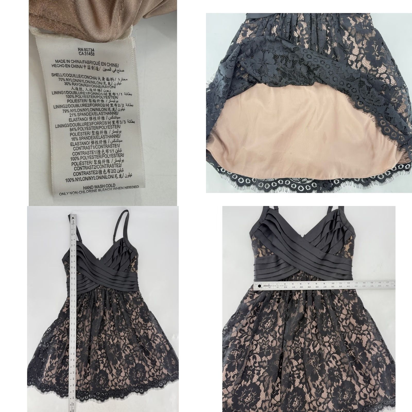 Bcbgmaxazria BCBGMAXAZRIA Dress Womens 0 Black Dark Romantic Lace Mini Whimsigoth Fairy Grunge Size XS / US 0-2 / IT 36-38 - 8 Thumbnail
