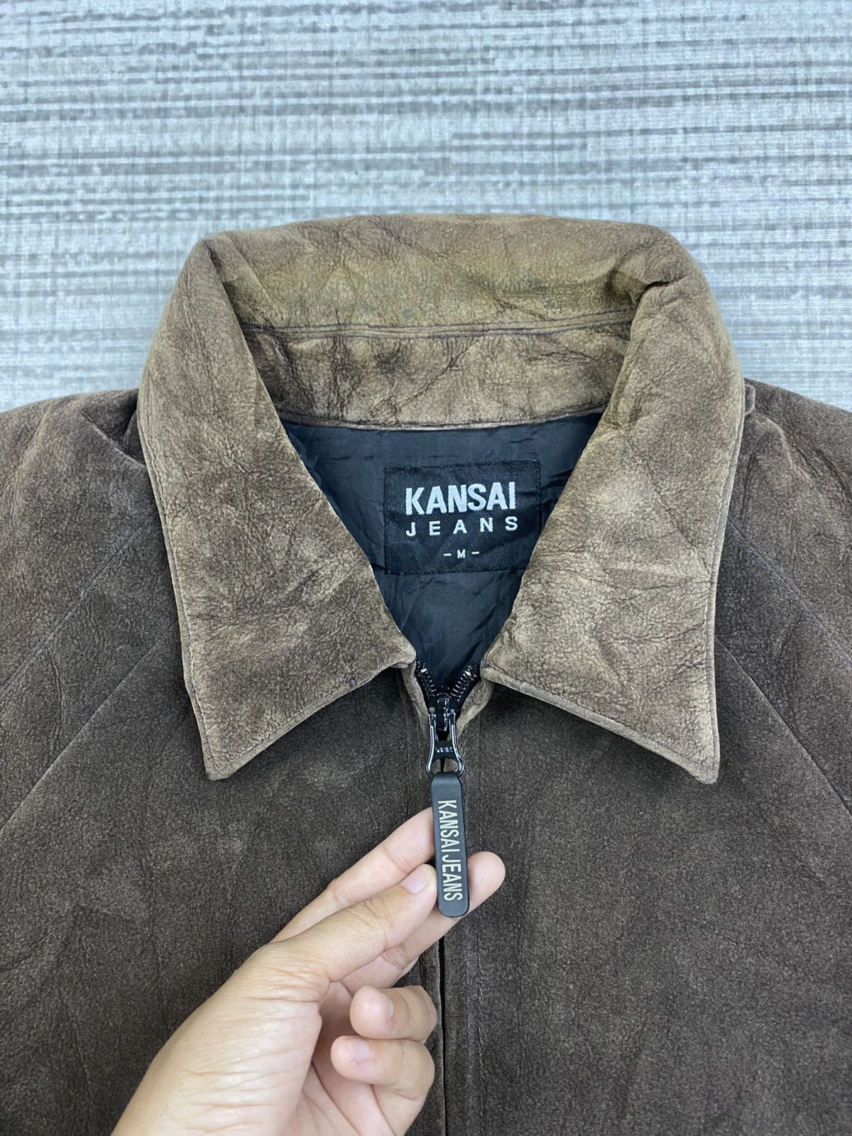 Kansai Yamamoto Vintage Kansai Yamamoto Jeans Suede Leather Zipper Jacket Size US M / EU 48-50 / 2 - 9 Thumbnail