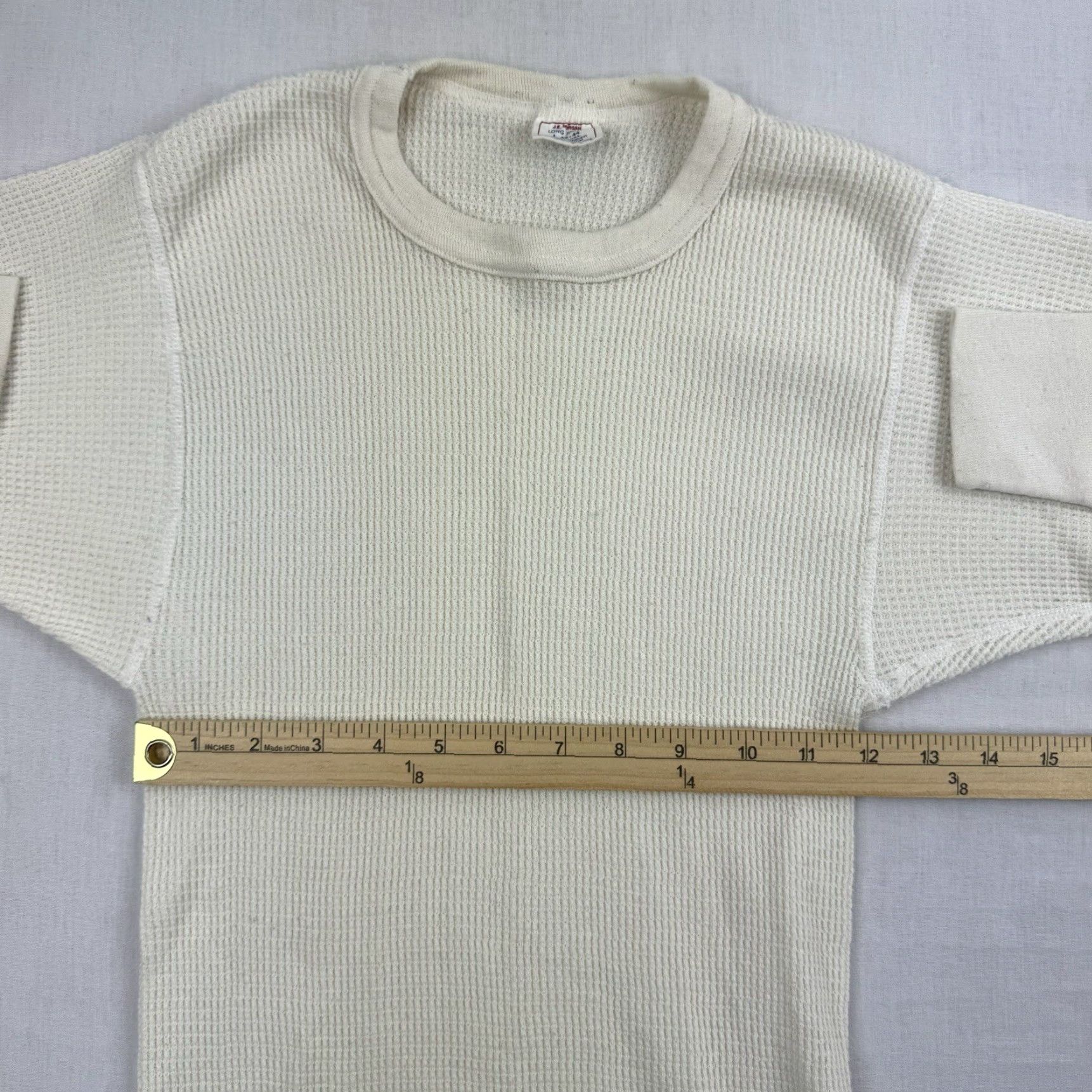 Vintage VINTAGE Thermal T-Shirt Adult L White 60s 70s Grunge J.E. Morgan Mens Slim Stained Size US L / EU 52-54 / 3 - 6 Thumbnail