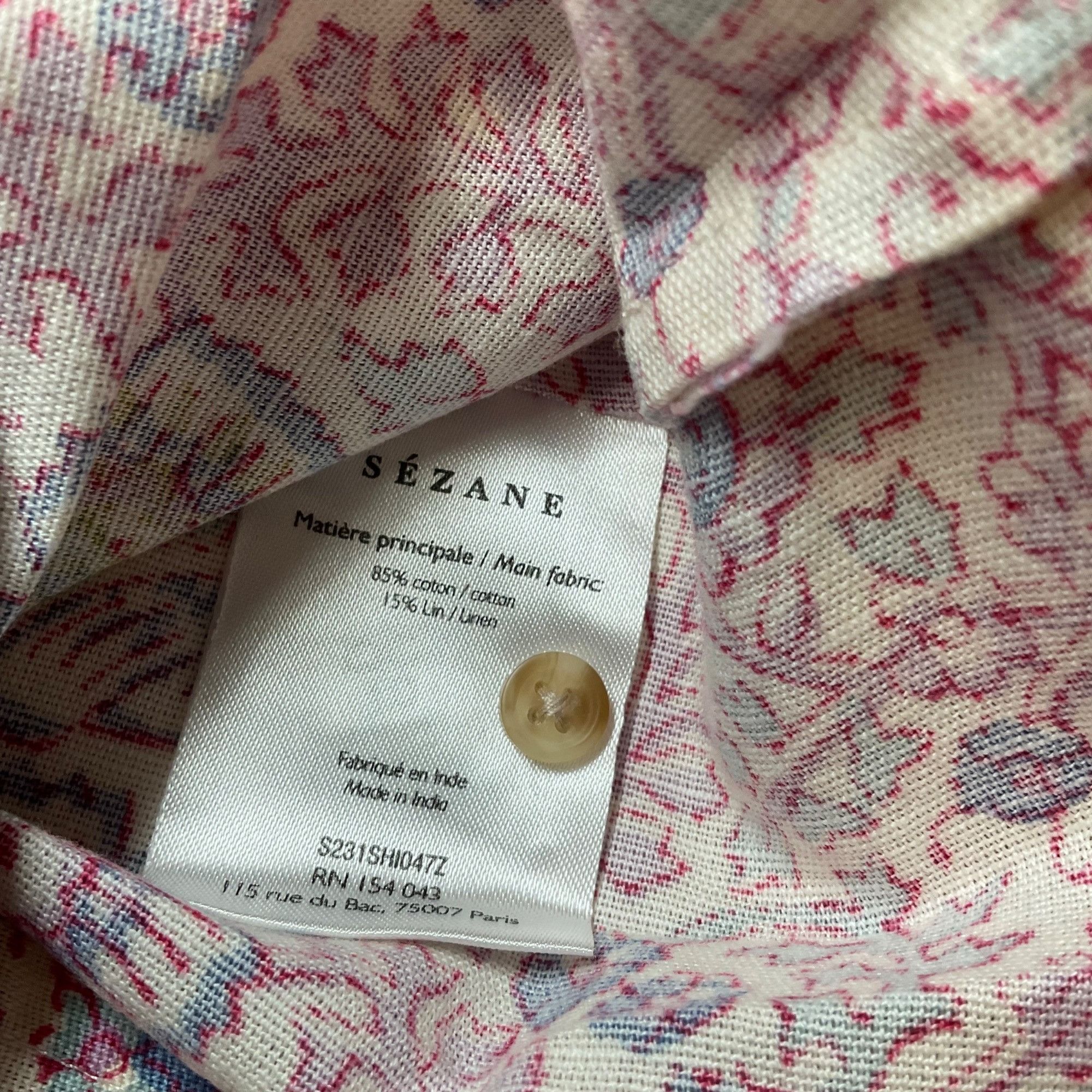 Sezane GALA SHIRT sezane X SEA NY Purple pink floral Emilia print l Size XS / US 0-2 / IT 36-38 - 4 Thumbnail