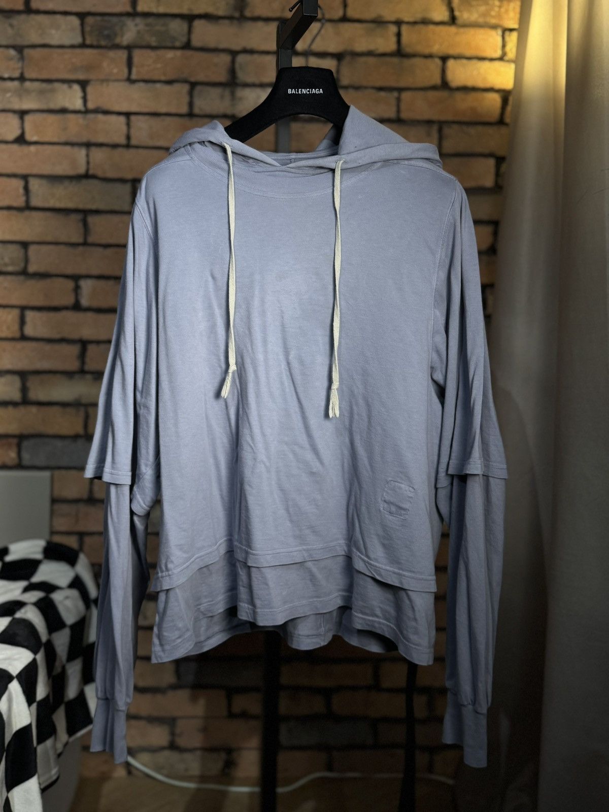 Rick Owens Drkshdw HUSTLER BRUISE COLOR HOODIE MILK LAYERED TEE HOODED Size US L / EU 52-54 / 3 - 1 Thumbnail