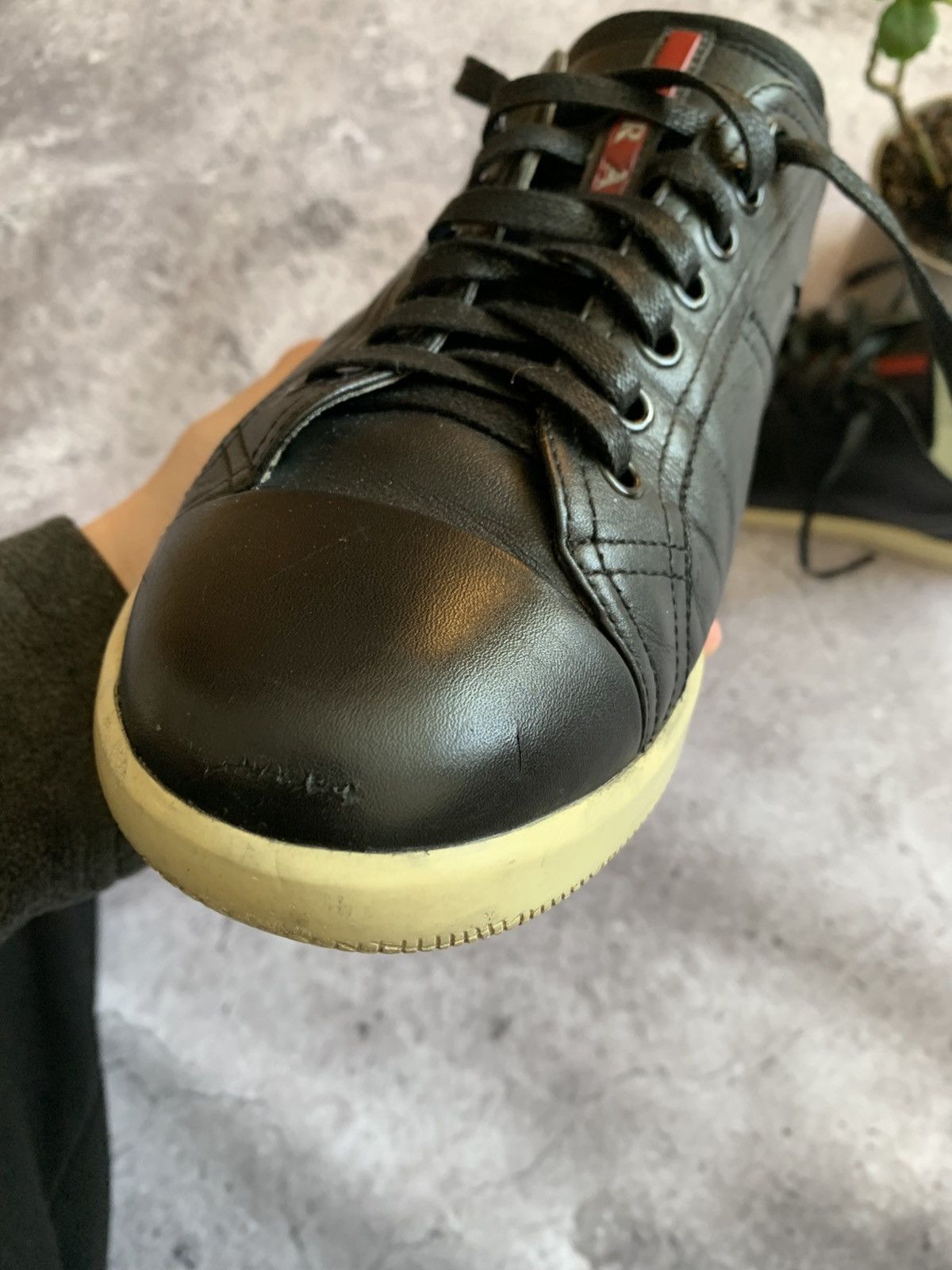 Prada 🔥PRADA LEATHER RED TAB LOW TOP SNEAKERS Size US 7.5 / EU 40-41 - 14 Thumbnail