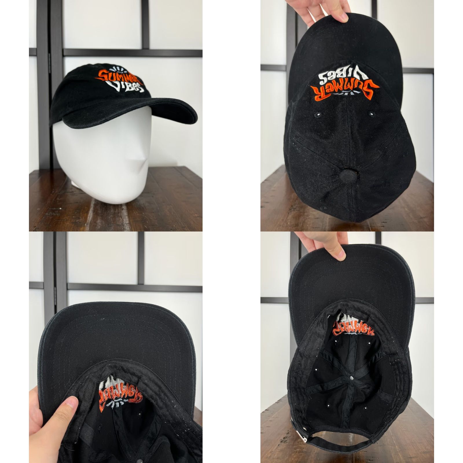 Forever 21 FOREVER 21 Hat Cap Strap Back Adult Black Summer Beach Embroidered Print D Size ONE SIZE - 8 Thumbnail