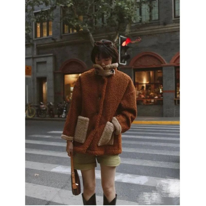 Other 310 MOOD Biker Teddy Biker Jacket Small Women Brown Yellow S Size S / US 4 / IT 40 - 1 Thumbnail