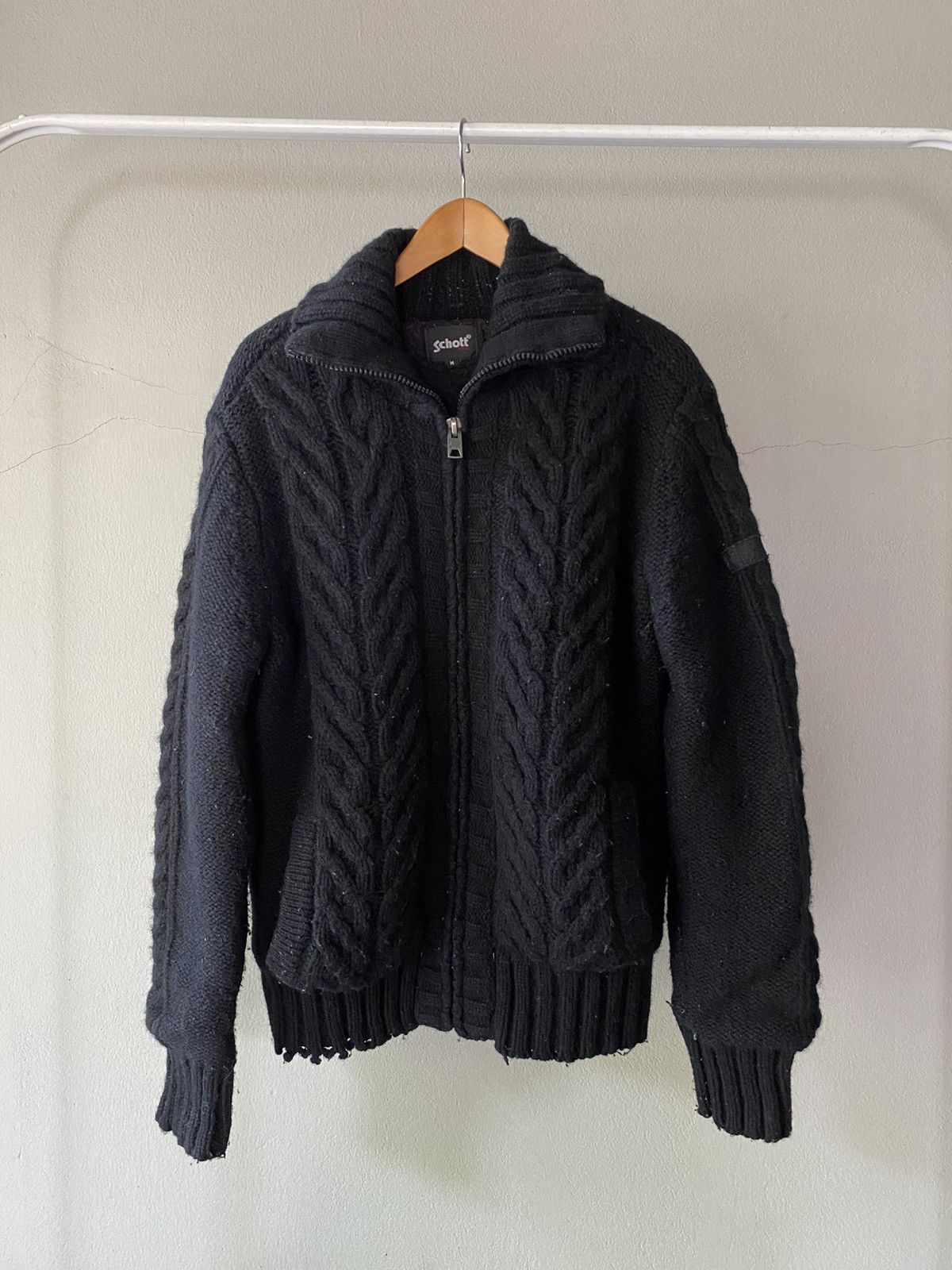 Schott SchottⓇ Black Thick Knit Sweater Size US M / EU 48-50 / 2 - 6 Thumbnail