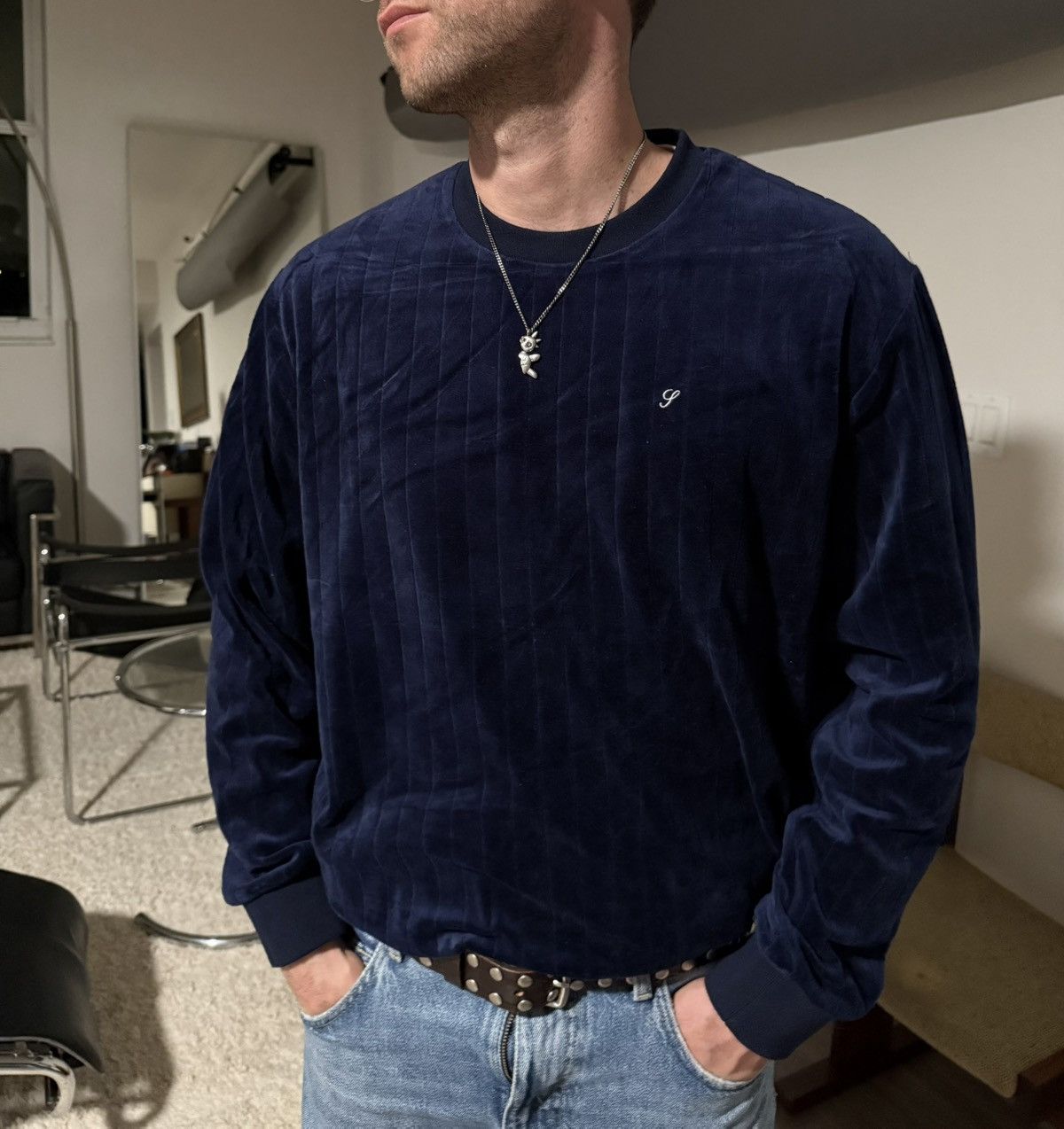 Supreme Supreme Men's Sweater - Blue Velvet Size US XL / EU 56 / 4 - 1 Thumbnail