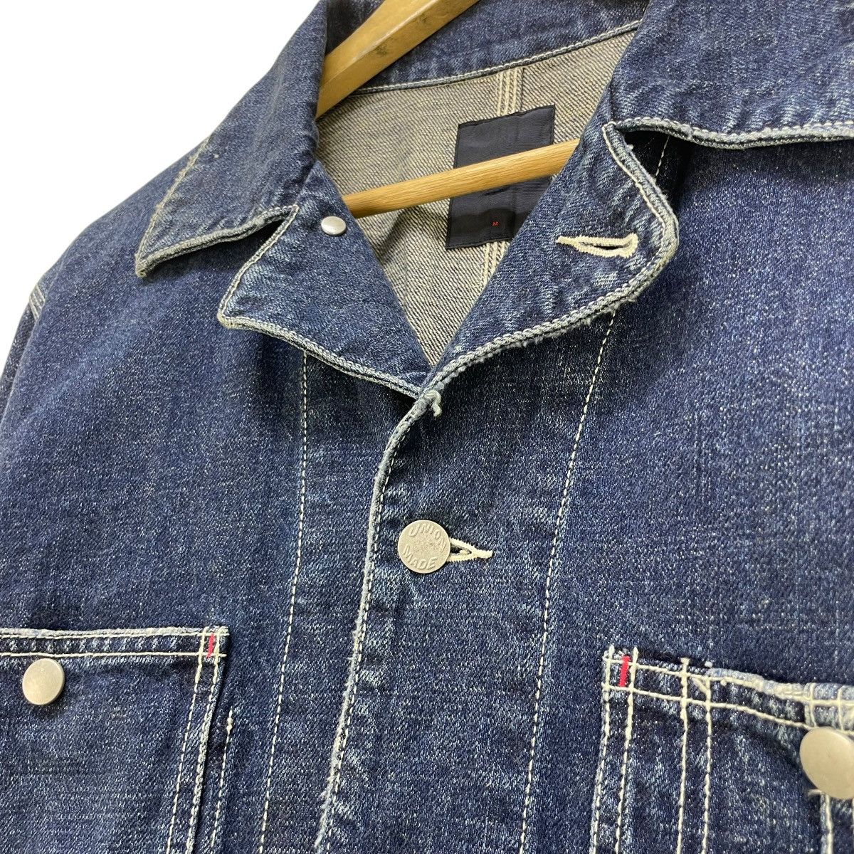 45rpm × Blue Blue Japan × Indigo 💥Vintage Global Work X Union Made Workwear Denim Jacket Size US M / EU 48-50 / 2 - 7 Thumbnail