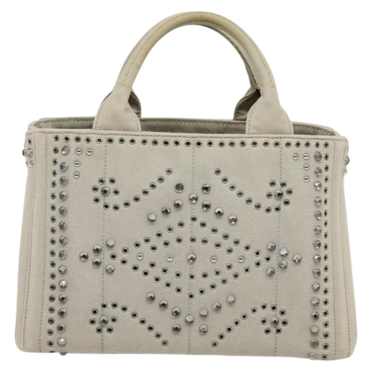 Prada Prada Canapa Convertible Tote Rhinestone Embellished Denim Size ONE SIZE - 1 Thumbnail