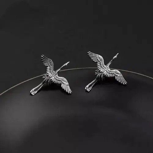 Other Crane Bird Earrings Gothic Punk Jewelry Spike Size ONE SIZE - 2 Thumbnail