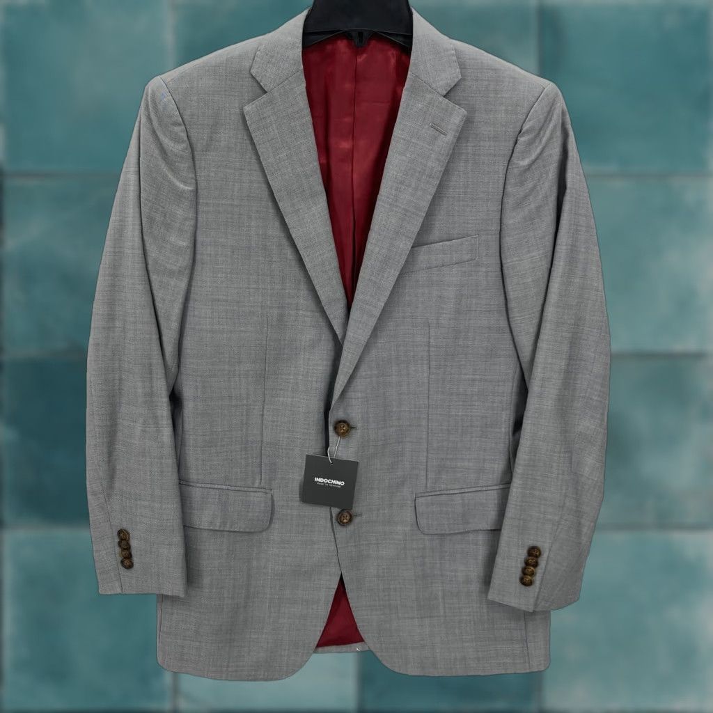 Vintage INDOCHINO Yaletown 46 Sport Coat Blazer Jacket Mens 38 Gray Wool Mohair Luxury Blazer Mens 38 Gray Wool Mohair Luxury Size 38R - 1 Thumbnail