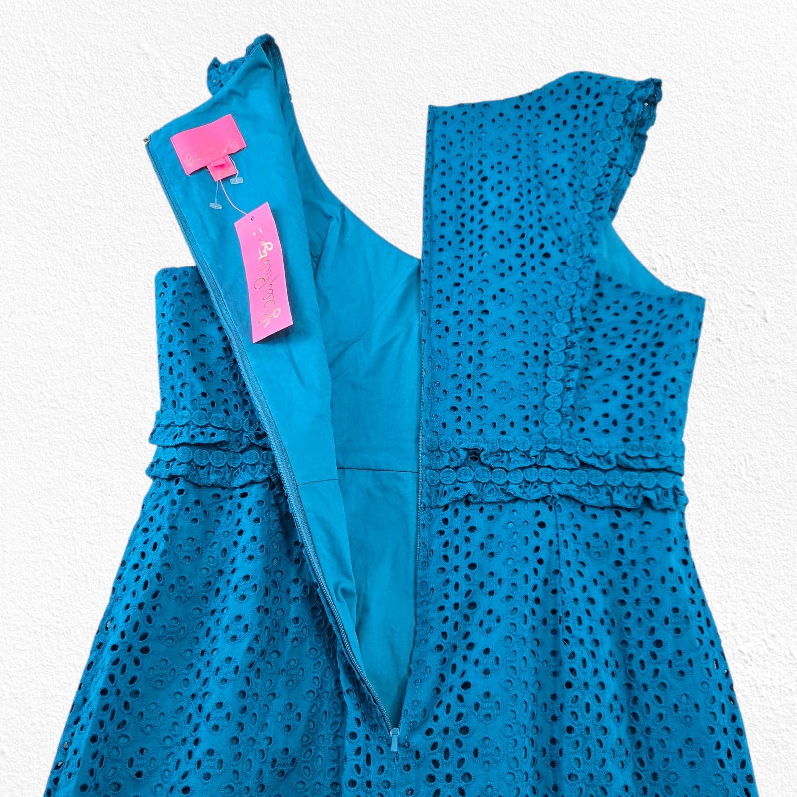 Lilly Pulitzer Lilly Pulitzer Teal Kaylee Eyelet Sleeveless Dress Size 10 Size L / US 10 / IT 46 - 11 Thumbnail