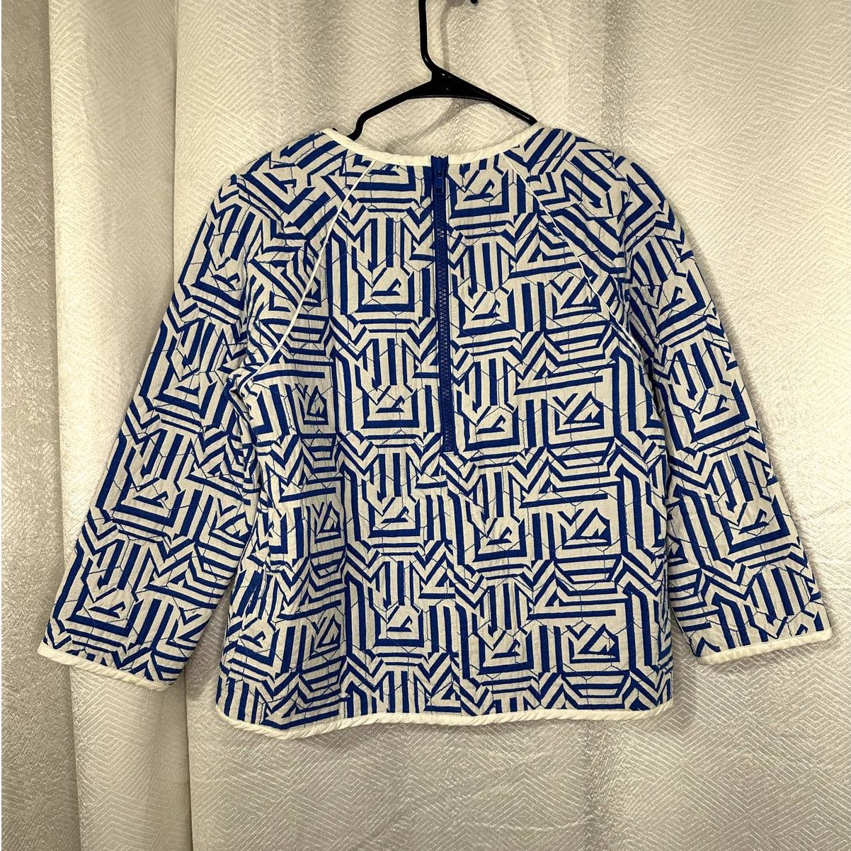 J.Crew J. Crew Quilted Tiki Geometric Swearshirt Blue/White 8 Size M / US 6-8 / IT 42-44 - 6 Thumbnail