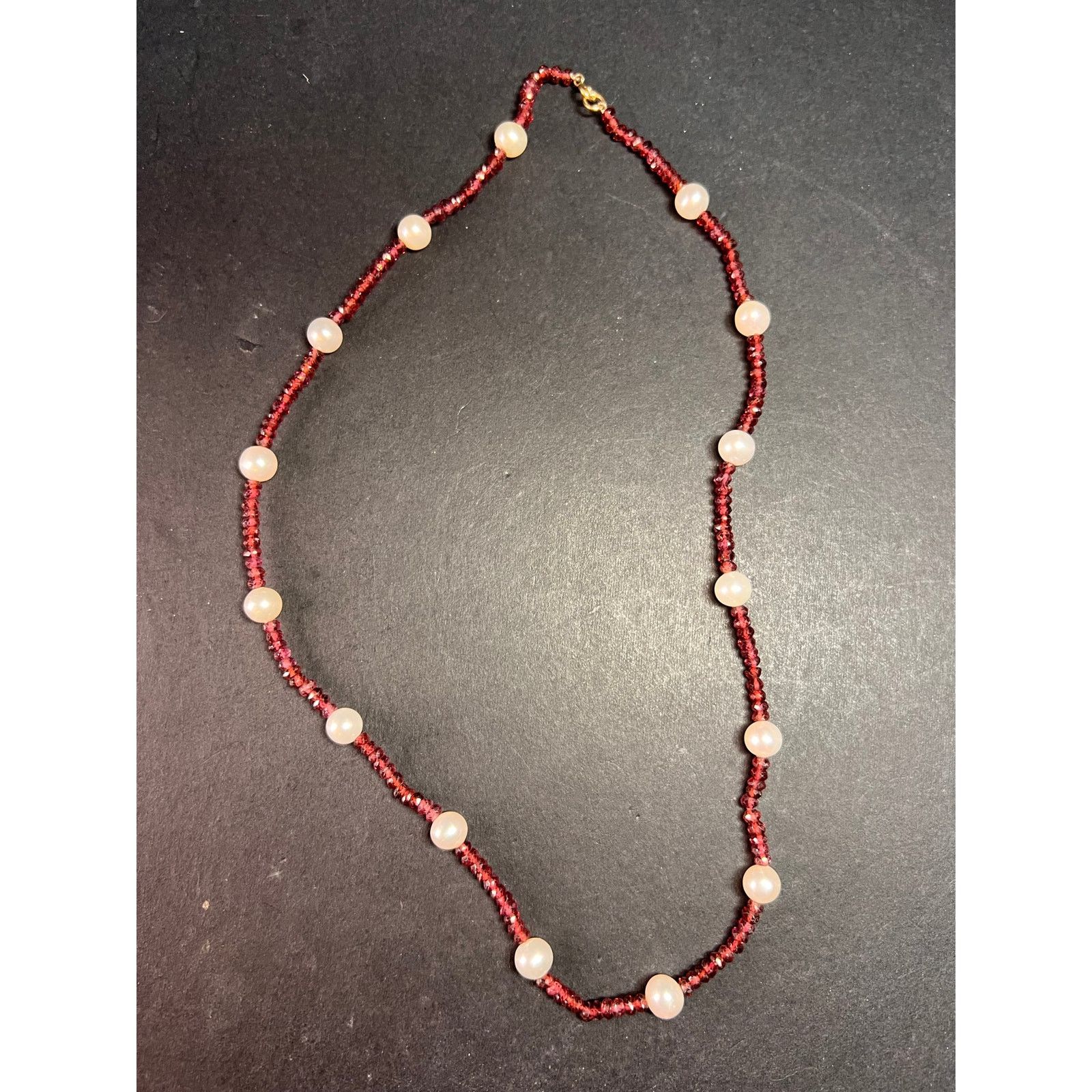Other 14k gold garnet and pearl station necklace 18 inches Size ONE SIZE - 9 Thumbnail