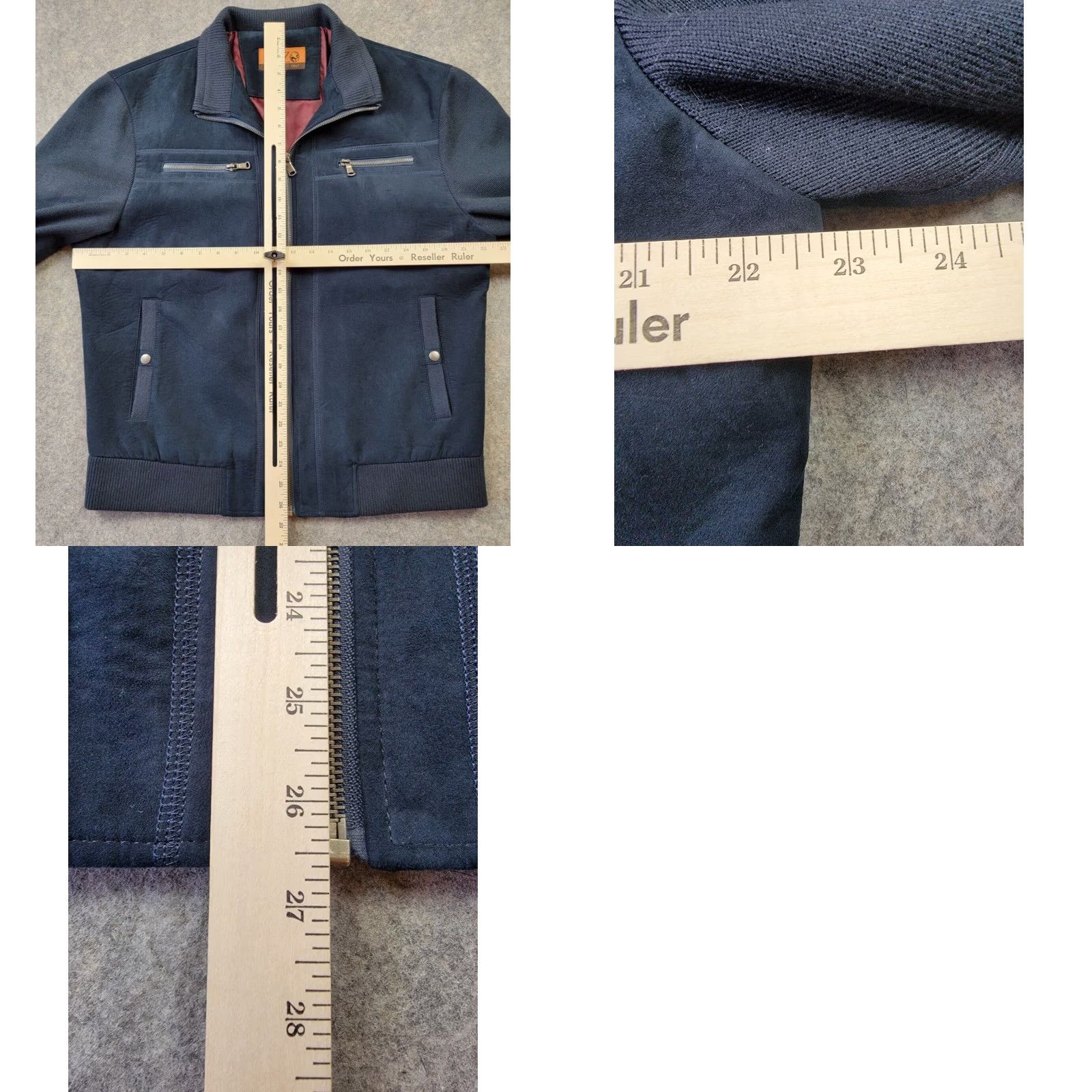 Kenzo Enzo Tovare Jacket Bomber Jacket Mens Medium Blue Faux Suede Elbow Patches Full Zip Pockets Regular Fit Casual Business Size US M / EU 48-50 / 2 - 9 Thumbnail