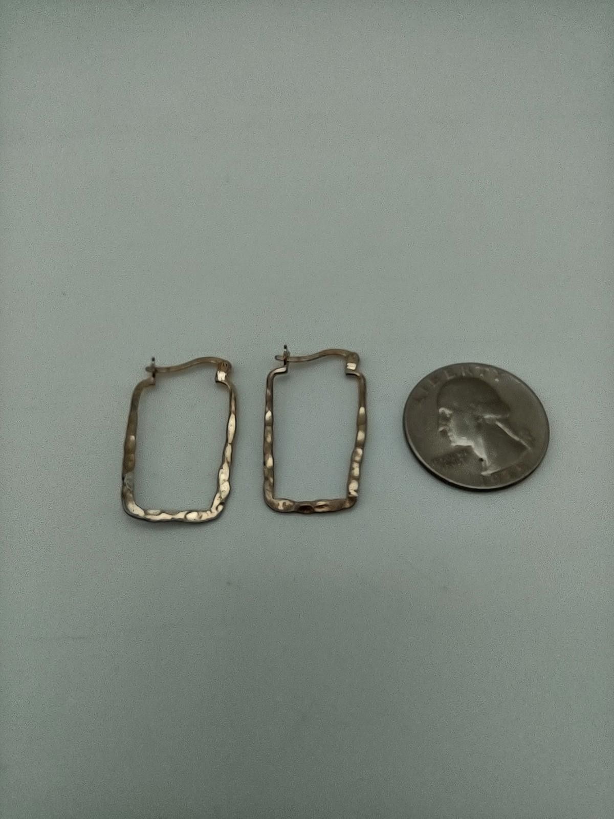Other IBB Sterling Silver Hammered Rectangular Hoop Earrings Size ONE SIZE - 4 Thumbnail