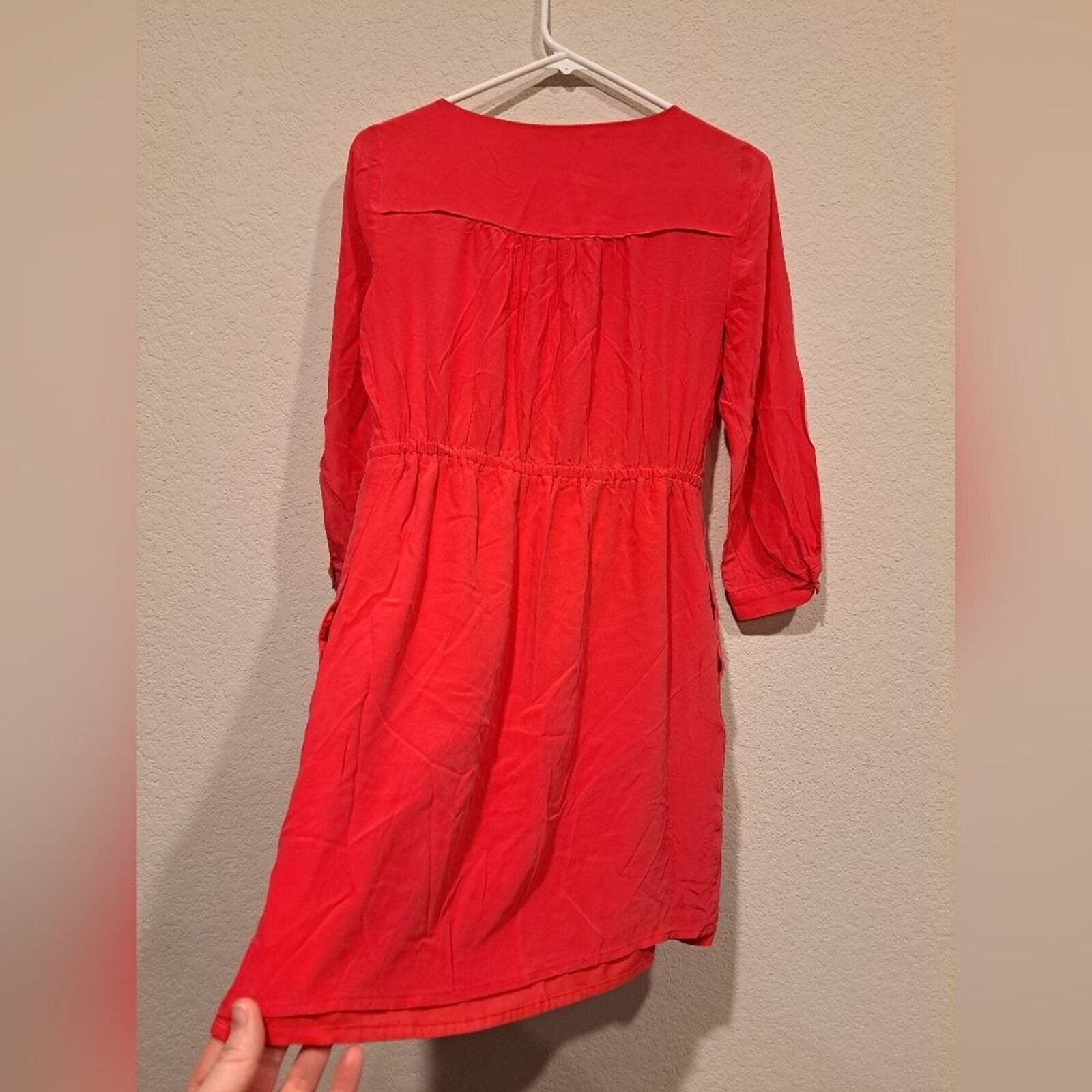 Madewell Madewell 100% Silk Long Sleeve Mini Dress Brite Coral Pink 2 Size XS / US 0-2 / IT 36-38 - 3 Thumbnail