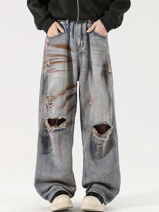 Japanese Brand × Vintage Ripped Printed Jeans Men's Vintage Straight Trousers Size US 32 / EU 48 - 1 Thumbnail