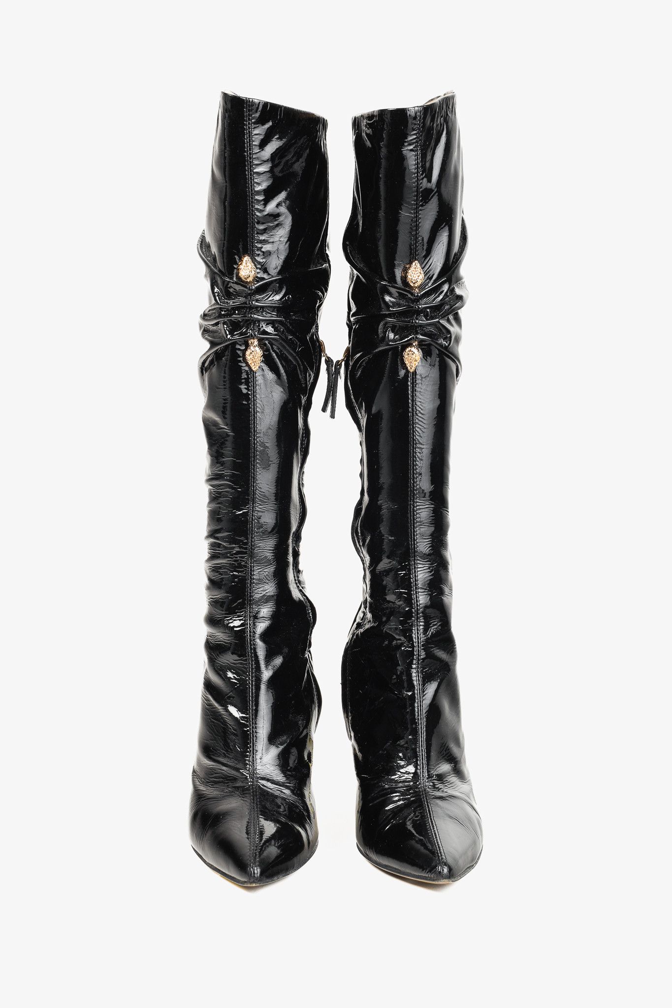 Roberto Cavalli Roberto Cavalli Patent Leather Snake-Heads Stiletto Boot Size US 9.5 / IT 39.5 - 3 Thumbnail