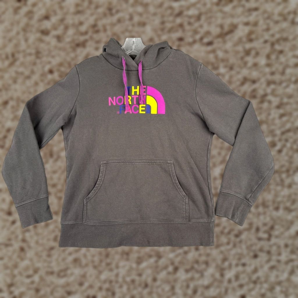 The North Face The North Face Hoodie Womens M Gray Pink Pullover Sweatshirt Cotton Jersey Logo Size M / US 6-8 / IT 42-44 - 1 Thumbnail