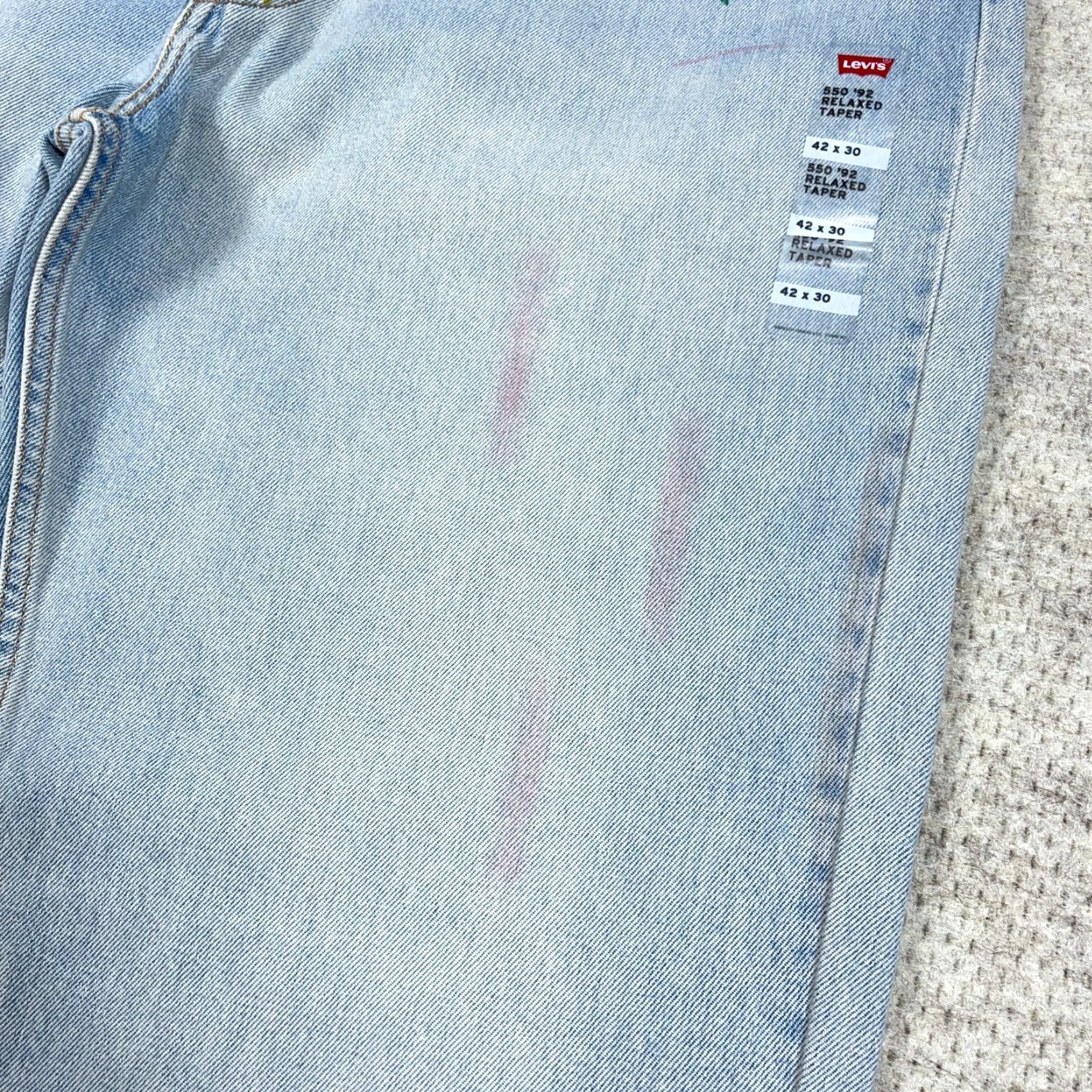 Levi's Levi's 550 Jeans Men 42x30 Relaxed Tapered Fit Blue Denim Cotton 5-Pocket Distressed? No Distressed Light Wash Baggy N/A Size US 42 / EU 58 - 5 Thumbnail