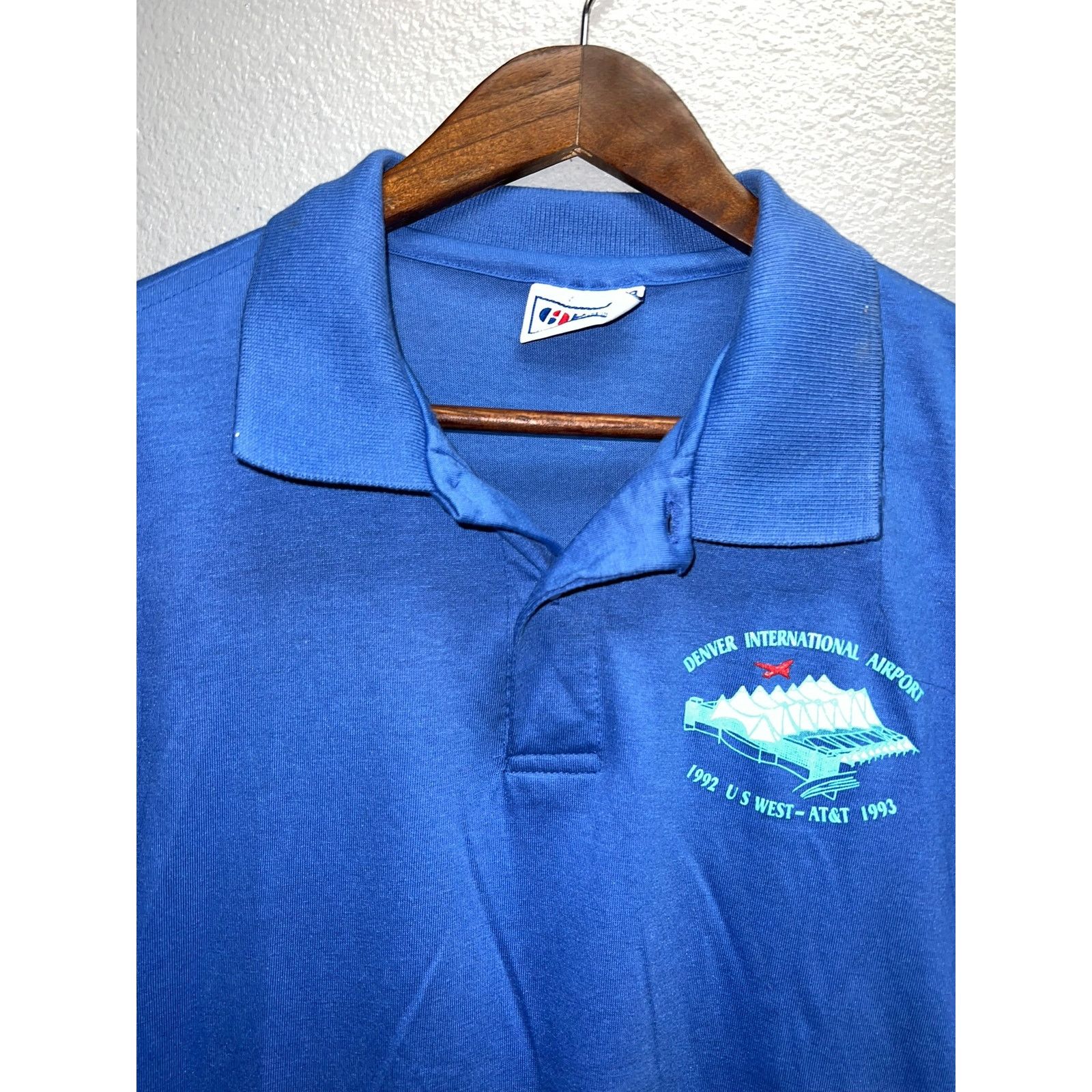 Hanes Vintage DIA Shirt Denver International Airport Polo Large Size US L / EU 52-54 / 3 - 2 Thumbnail