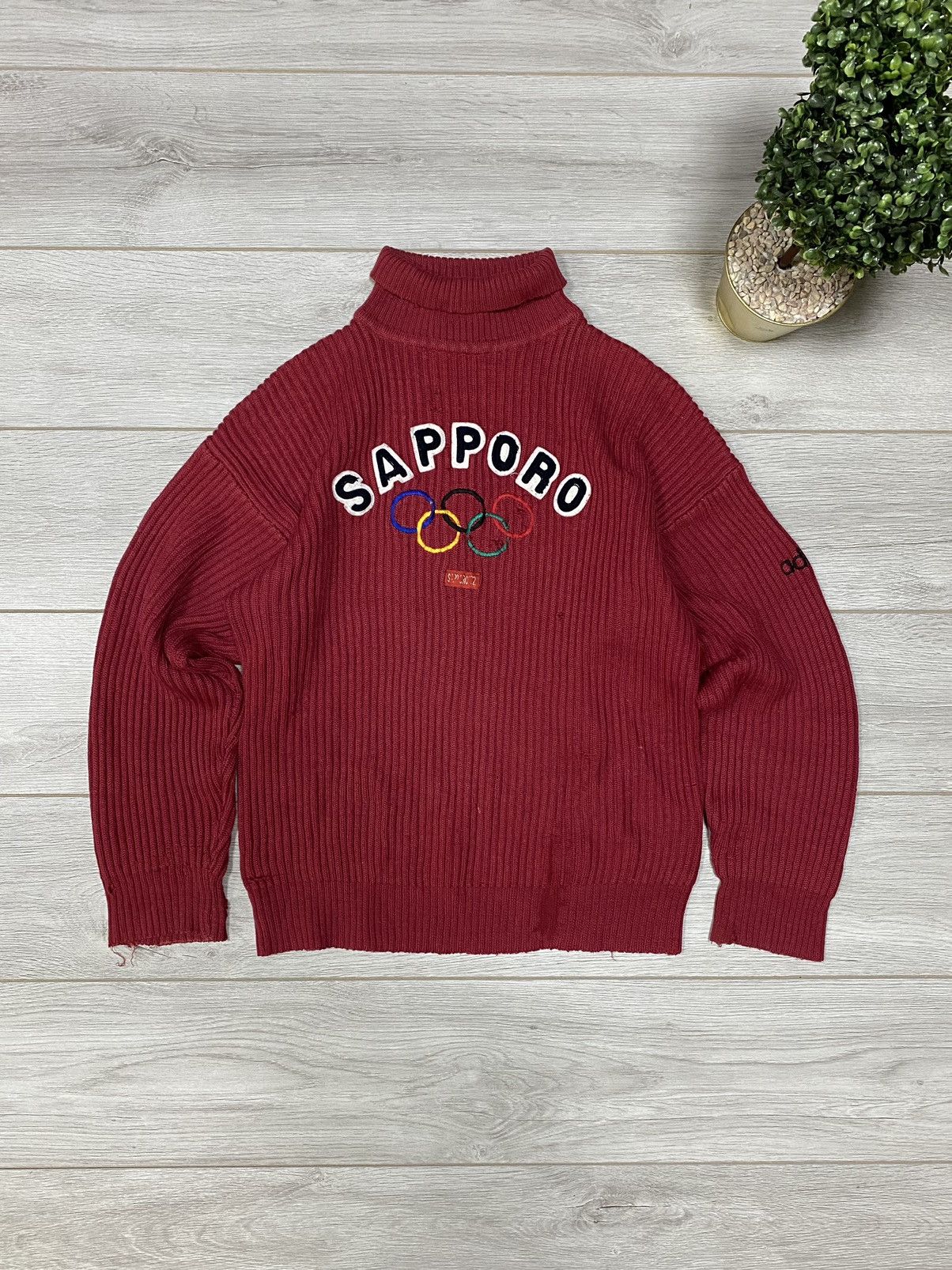 Vintage Adidas Sapporo Olympic vintage wool turtle neck sweater Size US M / EU 48-50 / 2 - 2 Thumbnail