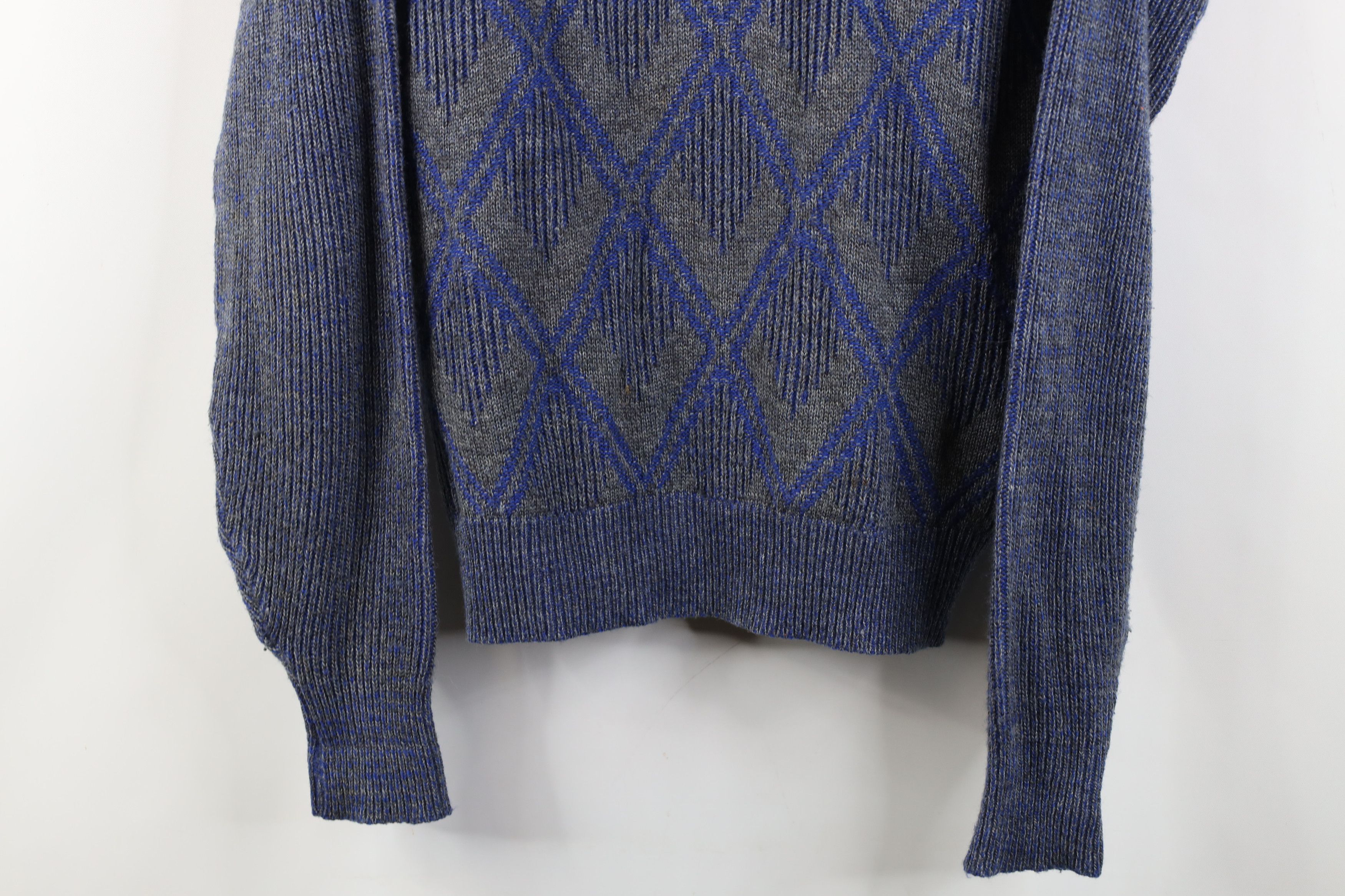Vintage Vintage 90s Streetwear Argyle Ribbed Knit Crewneck Sweater Size L / US 10 / IT 46 - 3 Thumbnail