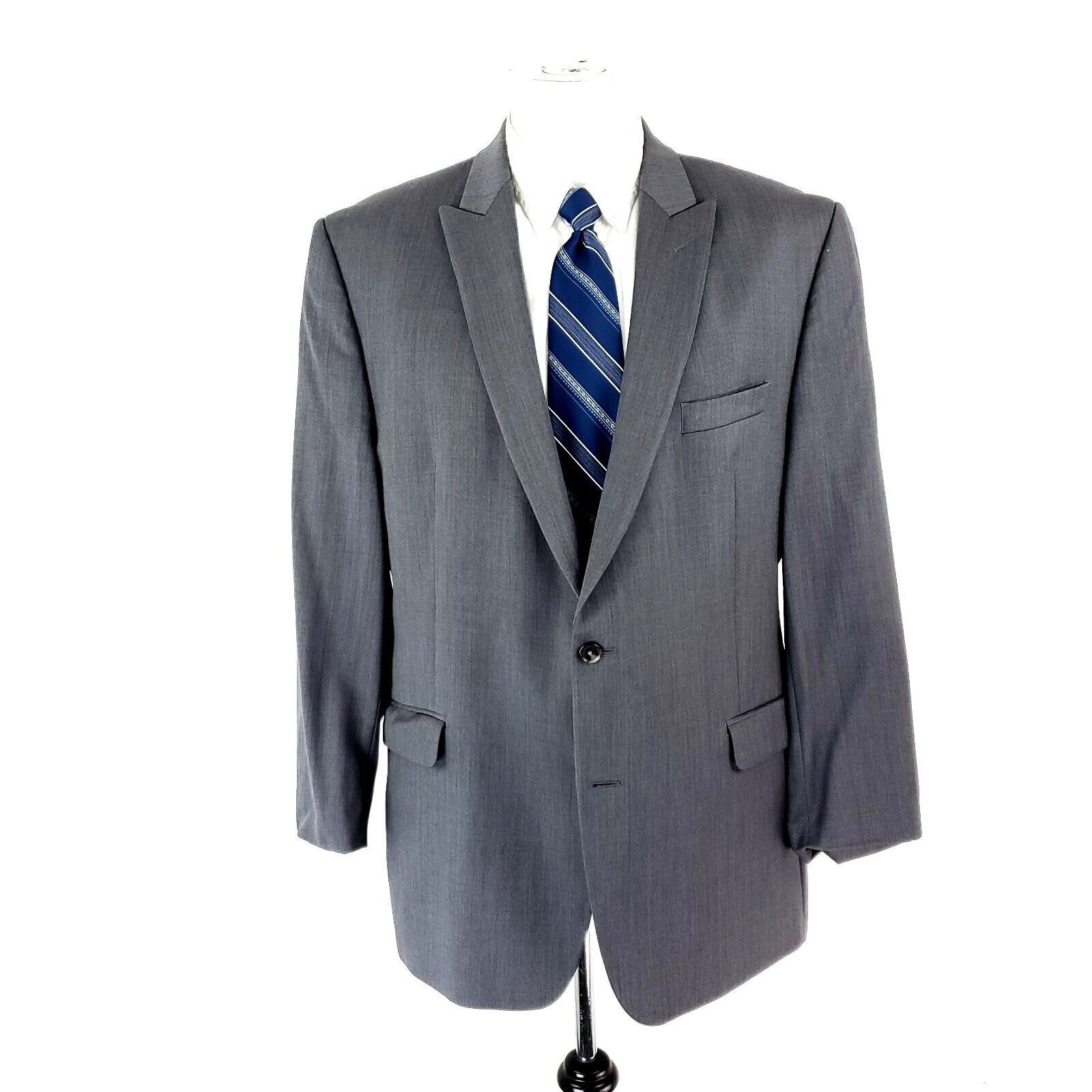 Calvin Klein Calvin Klein Wool 2 Button Blazer 42R Gray Peak Lapel Suit J Size 42R - 3 Thumbnail