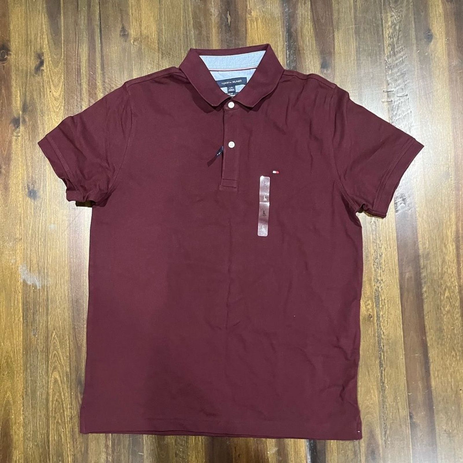 Tommy Hilfiger Tommy Hilfiger Men's Slim Fit Polo Maroon Red Size L Size US L / EU 52-54 / 3 - 1 Thumbnail