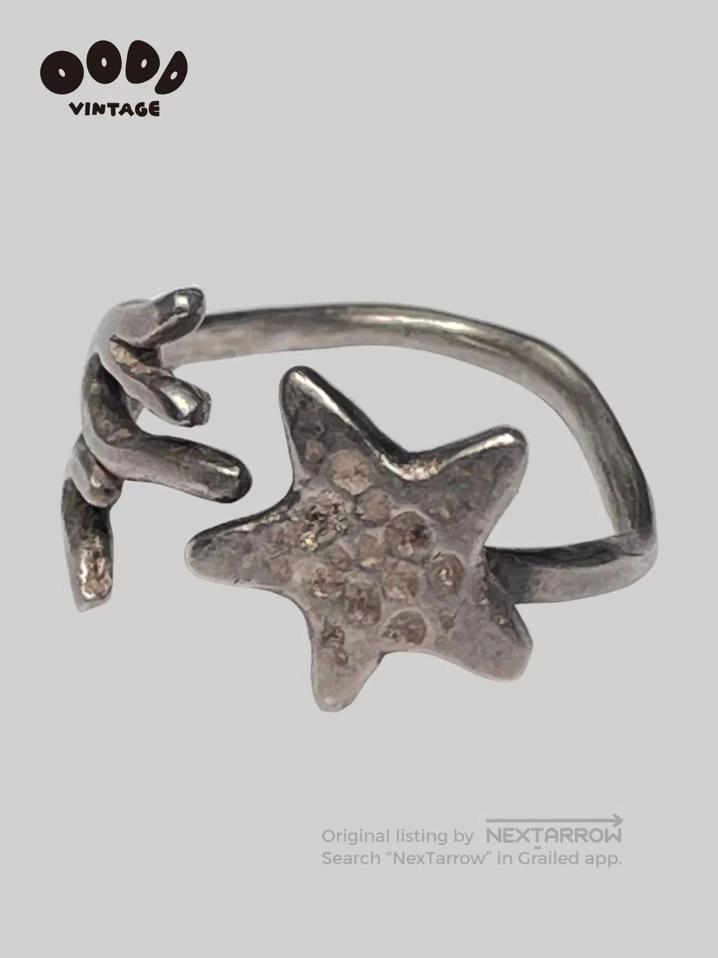 VINNY's Vintage Starfish Shaped Silver Ring. Size ONE SIZE - 2 Thumbnail