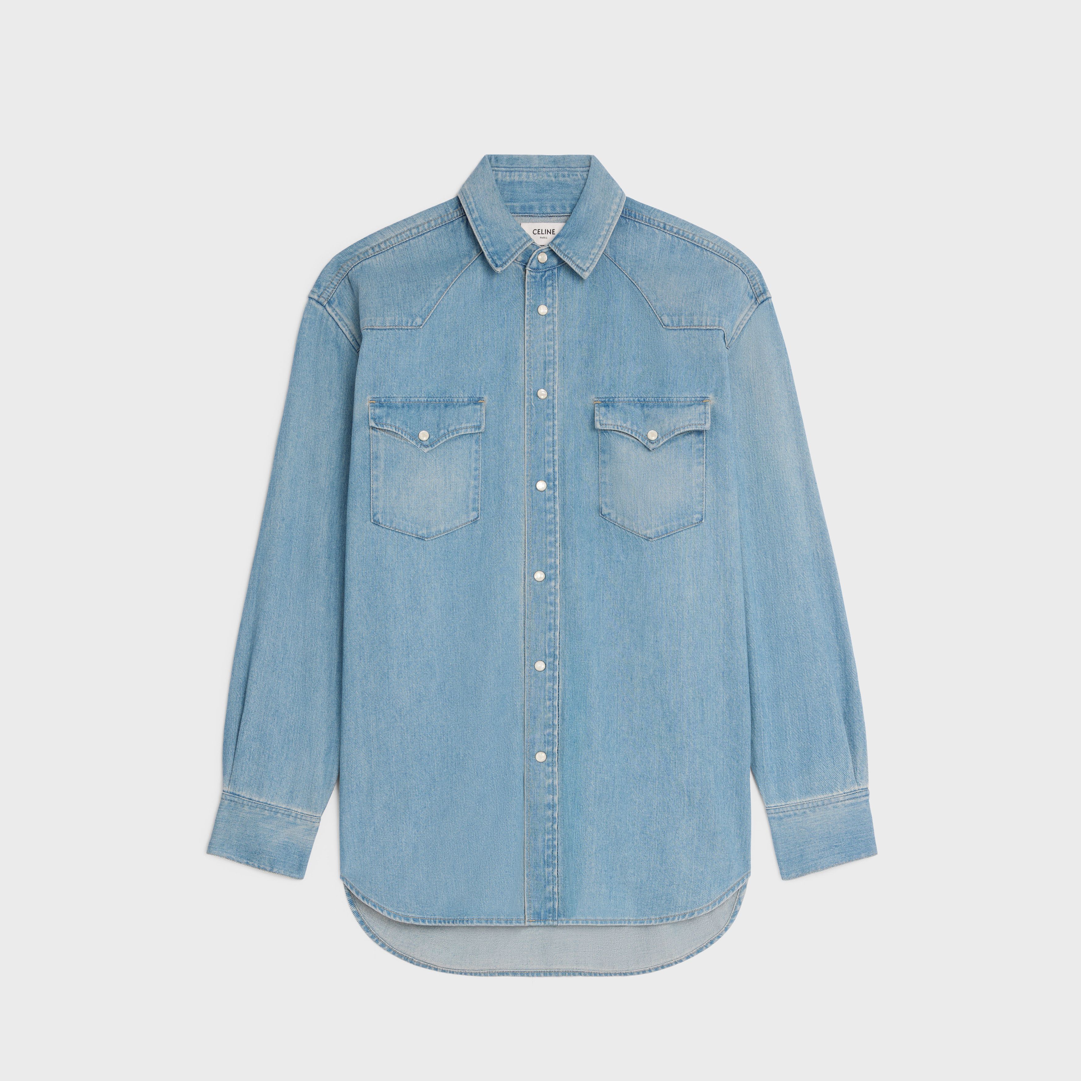 Celine o1bcso1str0925 2T224255U Denim Shirt in Indigo Vintage Stone Size US S / EU 44-46 / 1 - 1 Thumbnail