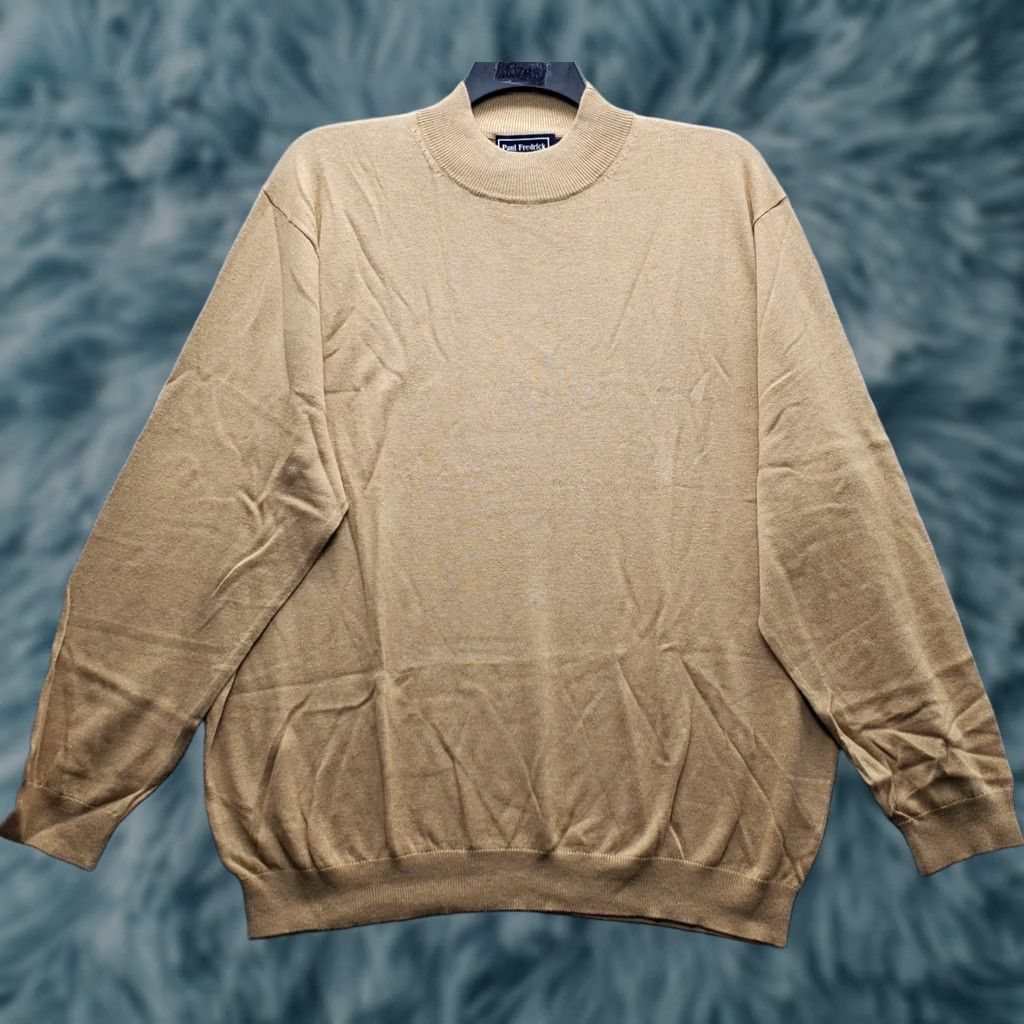 Vintage Paul Fredrick Sweater Mens 3XL Brown Knit Silk Long-Sleeve Mock Neck Pullover Size US XXL / EU 58 / 5 - 1 Thumbnail