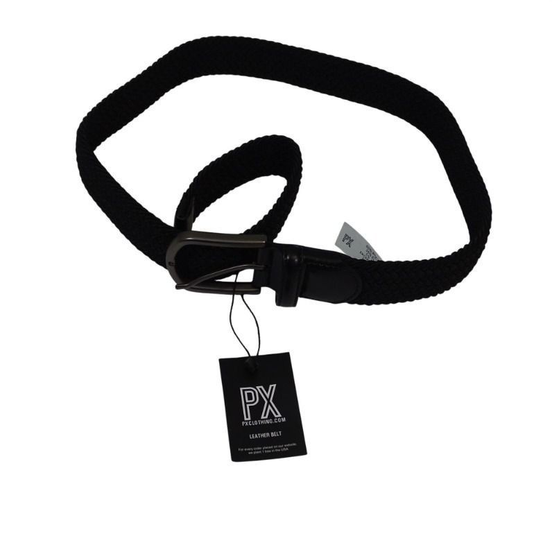 Other PX Men Black Woven Stretch Braided Belt Size 30 Adjustable Size 30 - 2 Thumbnail