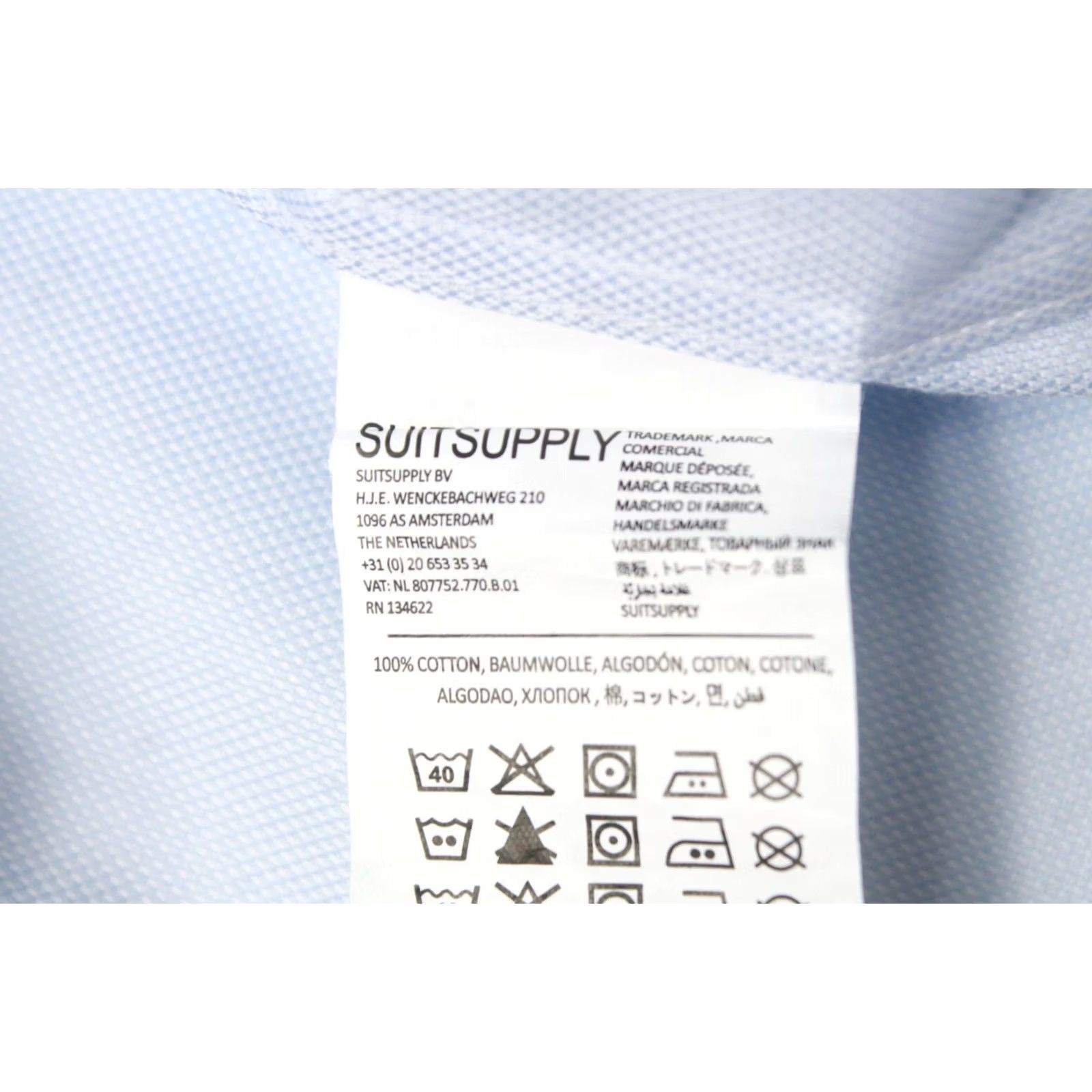 Suitsupply SUITSUPPLY Slim Fit Formal Shirt Men's 39 Button Up Cotton Blue Size 40R - 7 Thumbnail