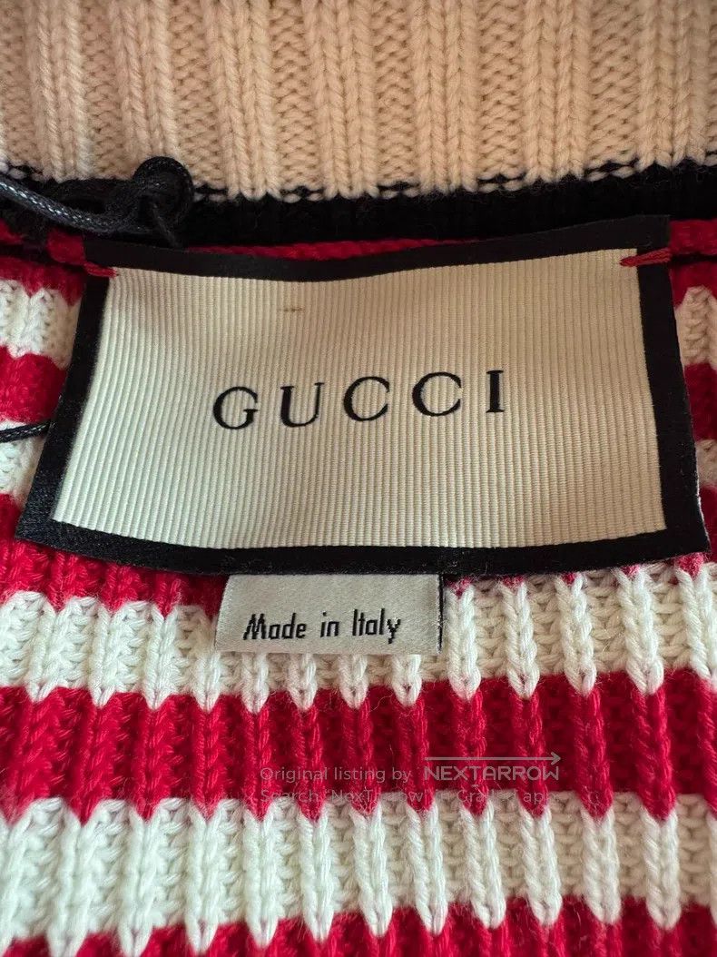 Gucci Gucci Red and white striped knitted cardigan coat Size L / US 10 / IT 46 - 3 Thumbnail