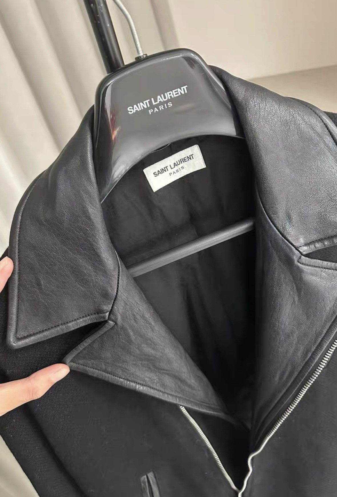 Saint Laurent Paris Saint Laurent SLP 2014FW Black Wool & Lambskin Jacket Size US M / EU 48-50 / 2 - 2 Thumbnail