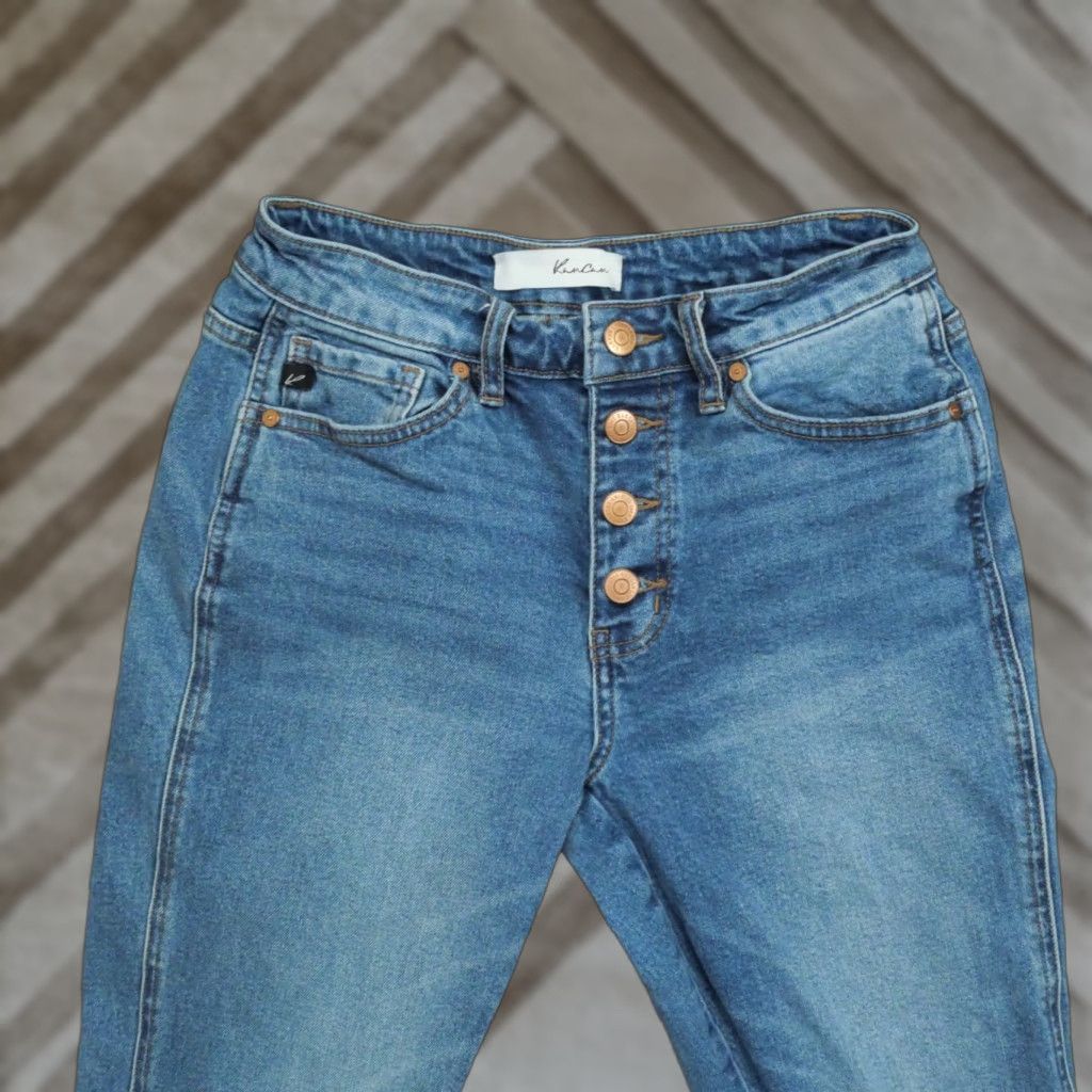 Vintage Kancan Jeans Womens 3 25 Blue Pants Raw Hem Cut Off Button Fly Stretch 26x26 Size 26" / US 2 / IT 38 - 1 Thumbnail