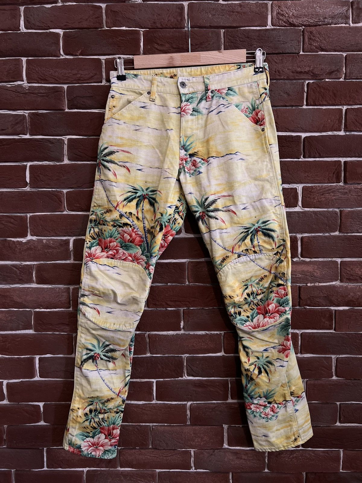G-Star × Pharrell Rare Pharrell G Star Raw Palms Print Biker Pant Avant Garde Size US 29 - 1 Thumbnail