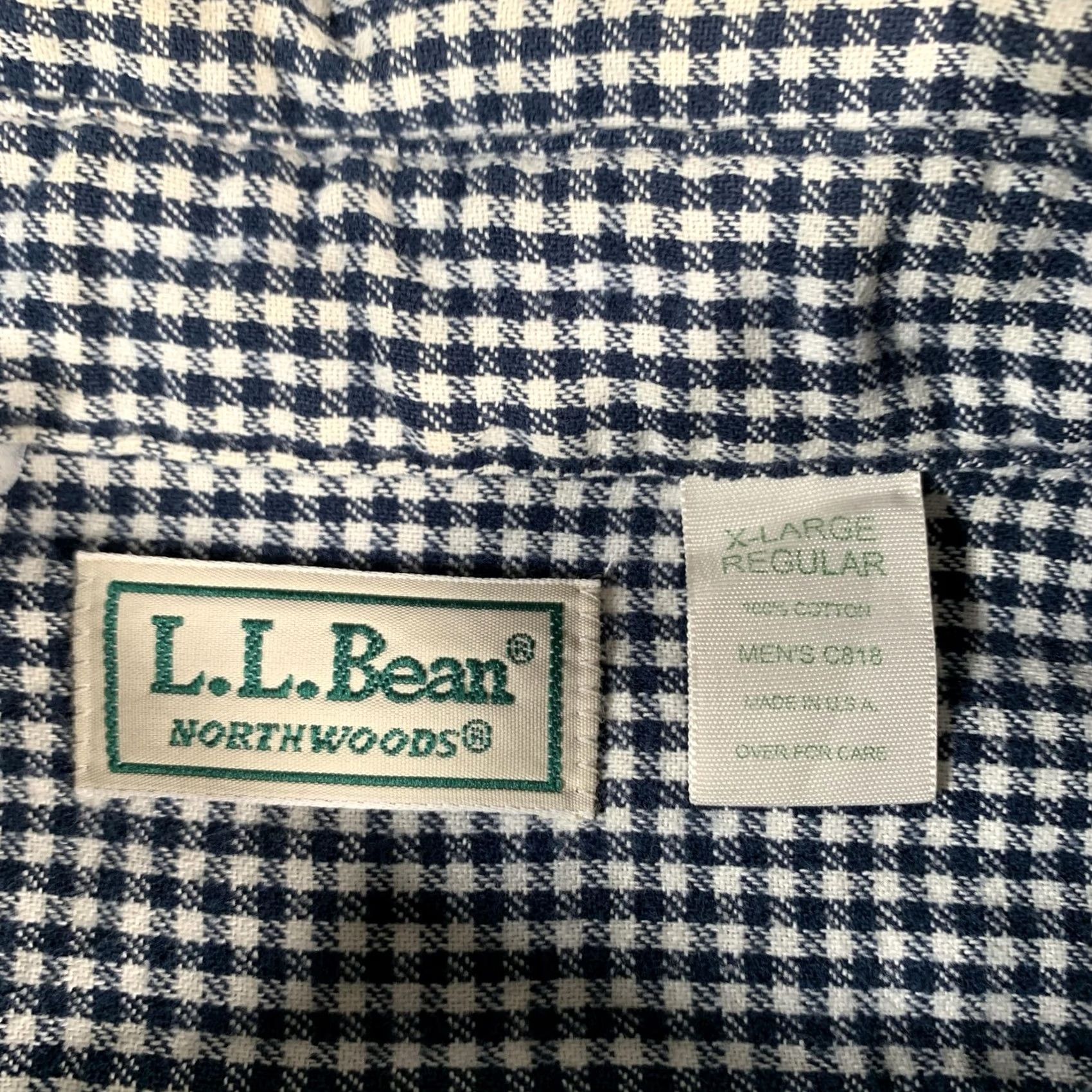 Vintage LL Bean Northwoods Shirt Mens XL Flannel Blue White Check Button Down USA Size US XL / EU 56 / 4 - 5 Thumbnail