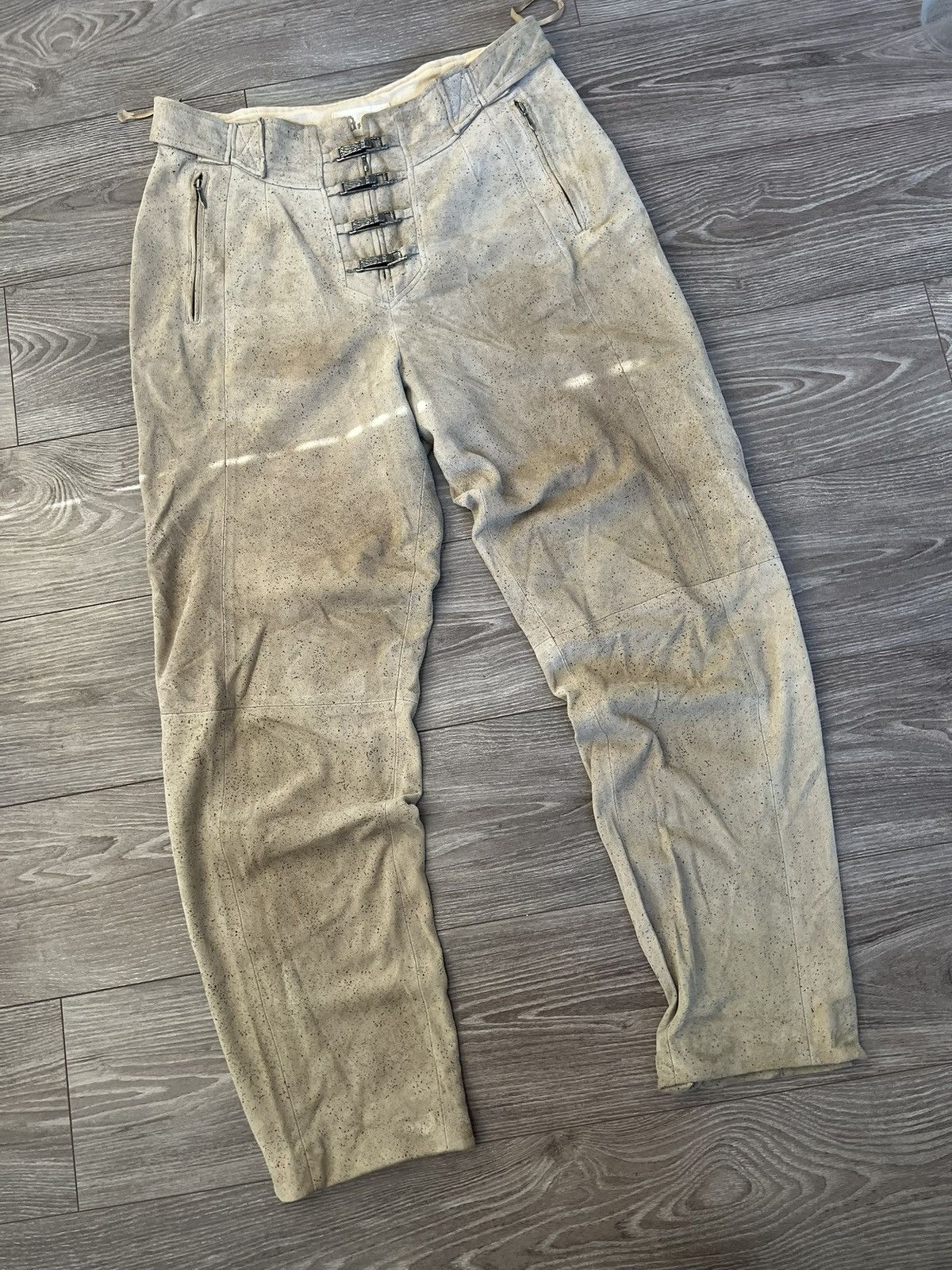 Leather ‼️Hand Made Leather Riding Casual Made in Italy Ykk Pants‼️ Size US 34 / EU 50 - 9 Thumbnail