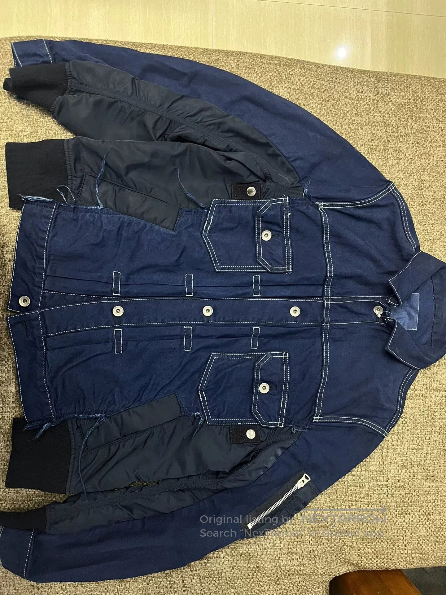 Sacai Sacai Denim Patchwork Flight Jacket. Size US S / EU 44-46 / 1 - 1 Thumbnail
