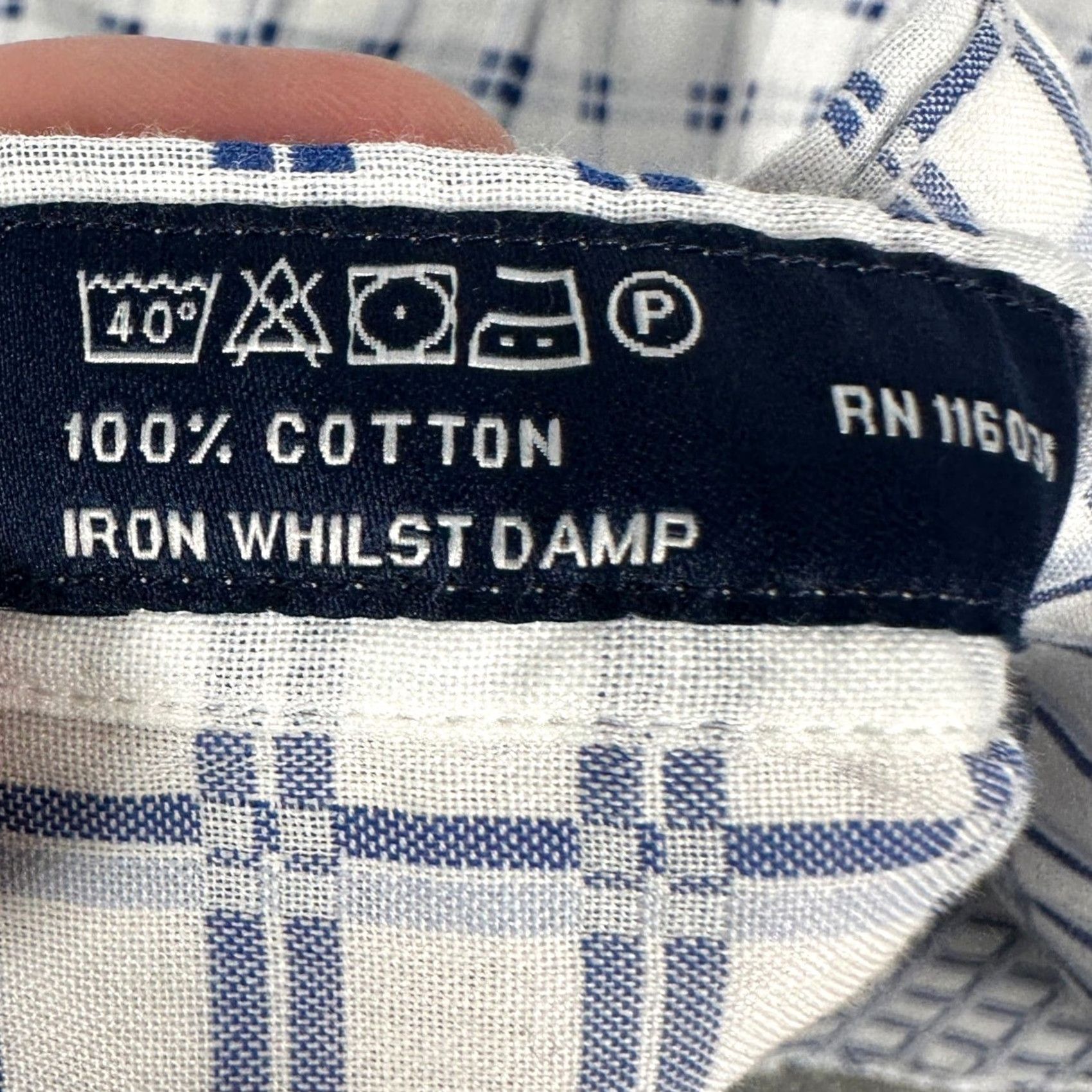 Charles Tyrwhitt CHARLES TYRWHITT Dress Shirt Men Large Slim Fit White Blue Check Button Down EUC Shirt Dress Shirt Size 42R - 5 Thumbnail