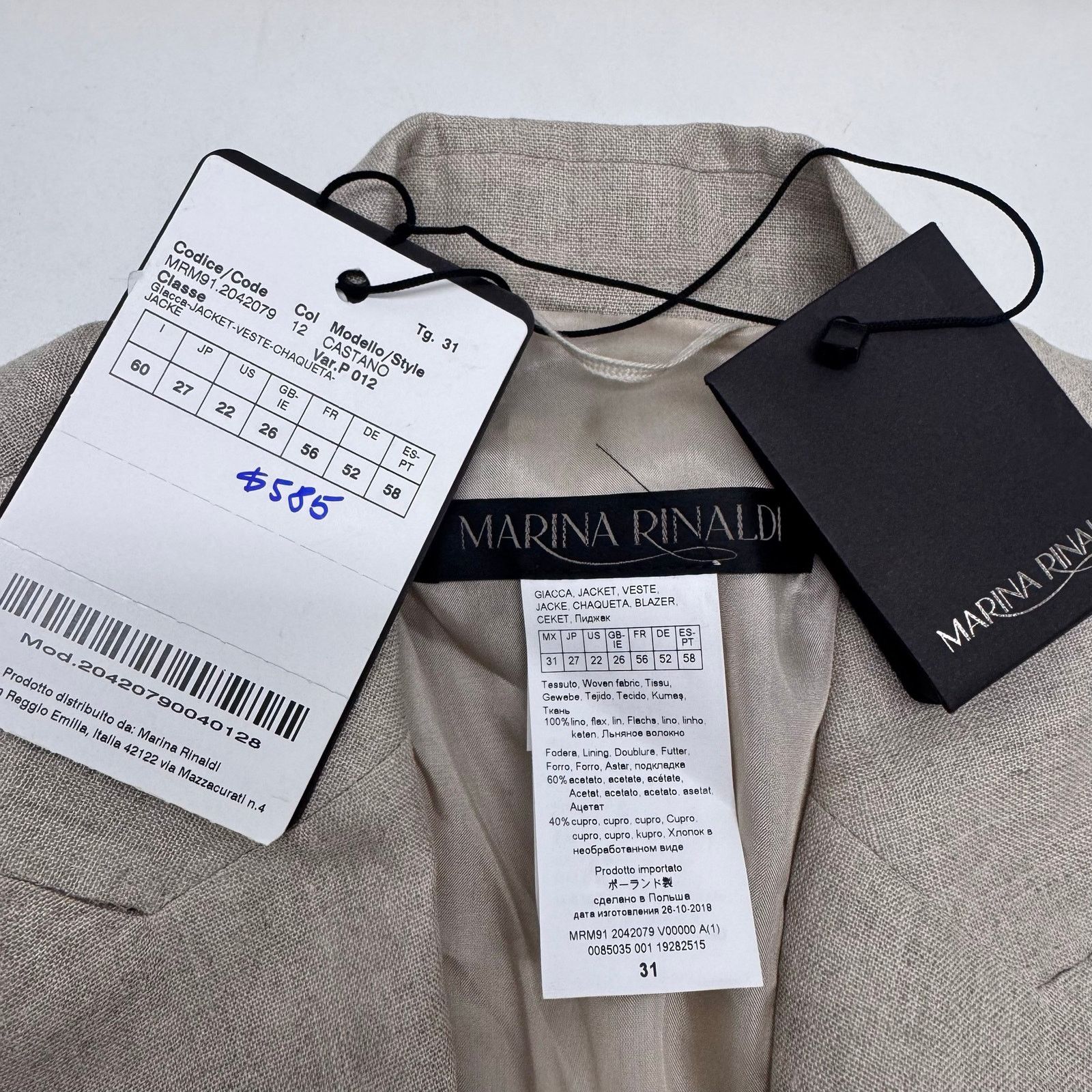 Marina Rinaldi Marina Rinaldi Linen Beige Blazer Jacket Plus sz 22 Neutral Size 3XL / US 20-22 - 9 Thumbnail