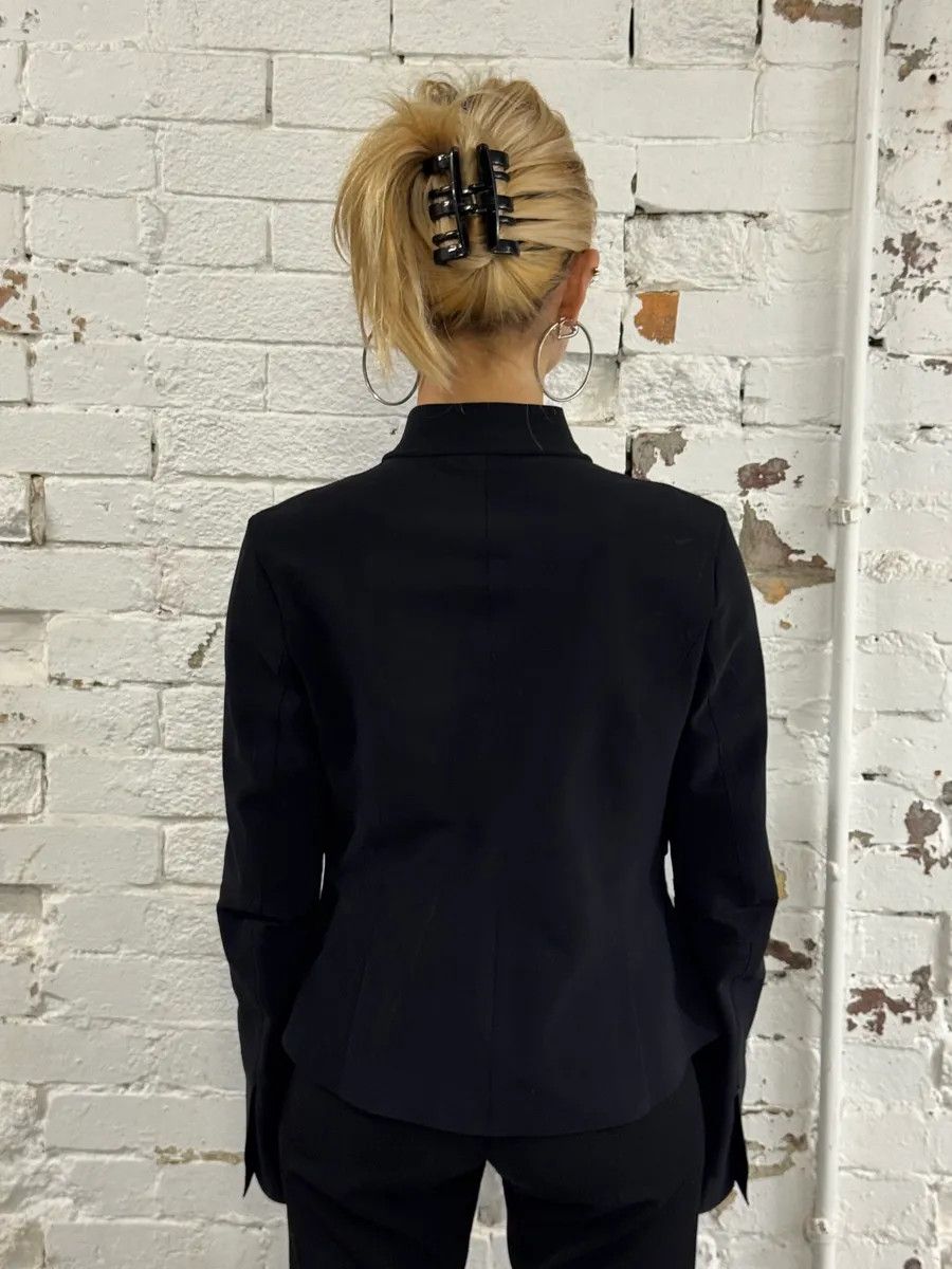 Marithe + Francois Girbaud 1990s Marithé + François Girbaud Oversized Collar Black Blazer Size S / US 4 / IT 40 - 3 Thumbnail