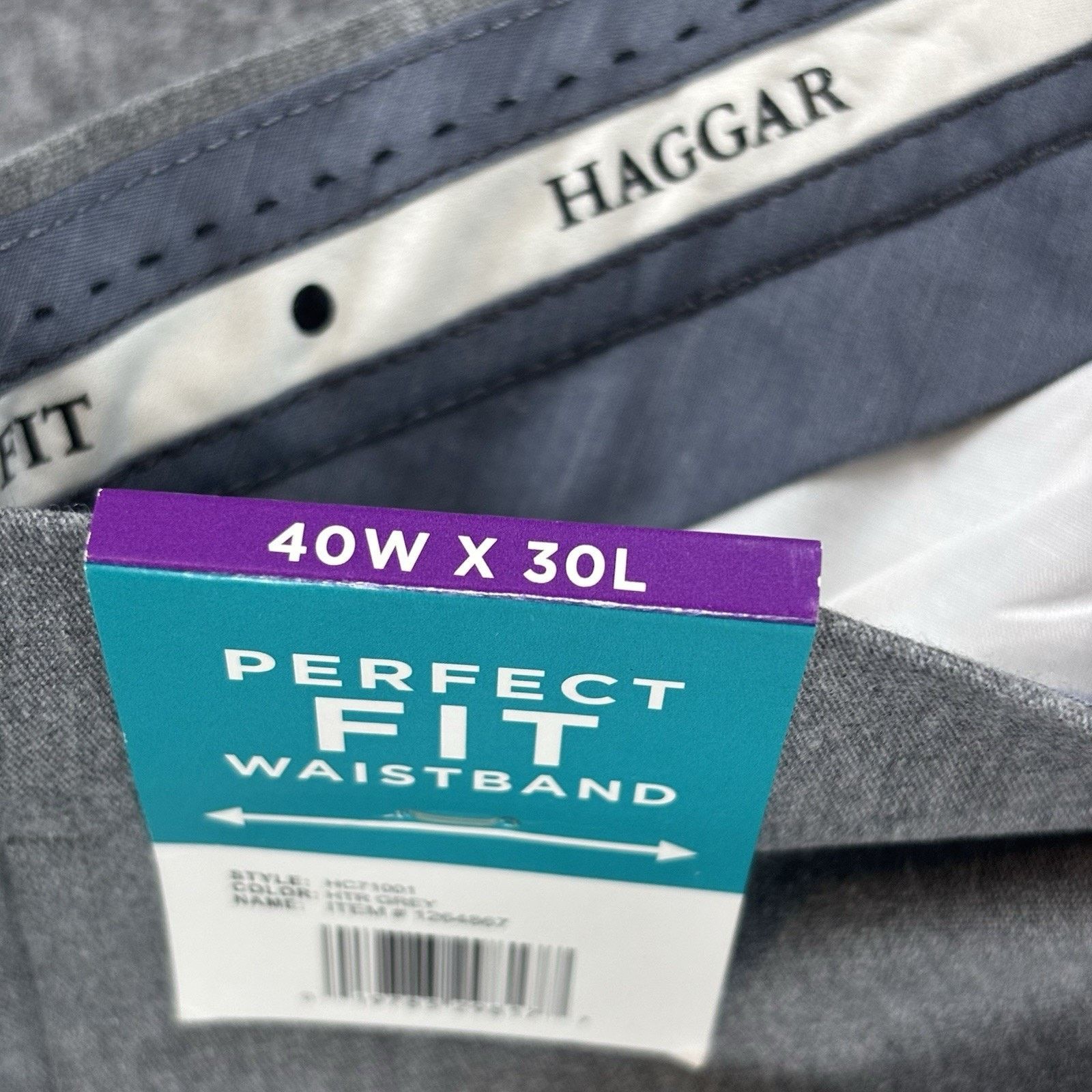 Haggar Haggar Mens Pants 40x30 Straight Grey Perfect Fit Waistband Size US 40 / EU 56 - 5 Thumbnail