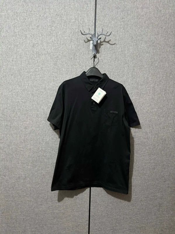 Prada Prada Black Silk Embroidered Logo Men's Polo Size US XL / EU 56 / 4 - 1 Thumbnail