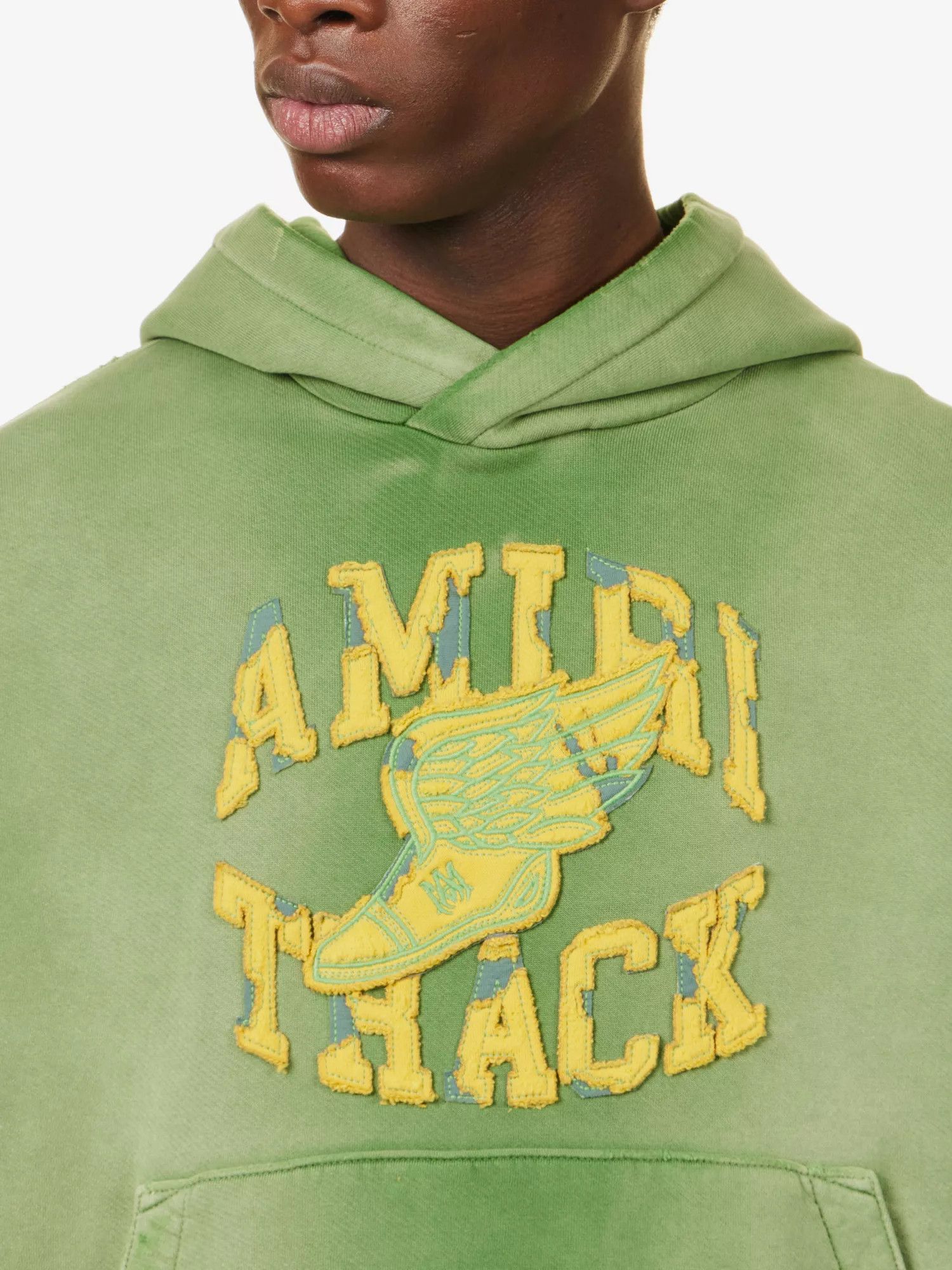 Amiri oc11z0225 Track Logo Hoodie in Green Size US XL / EU 56 / 4 - 5 Thumbnail