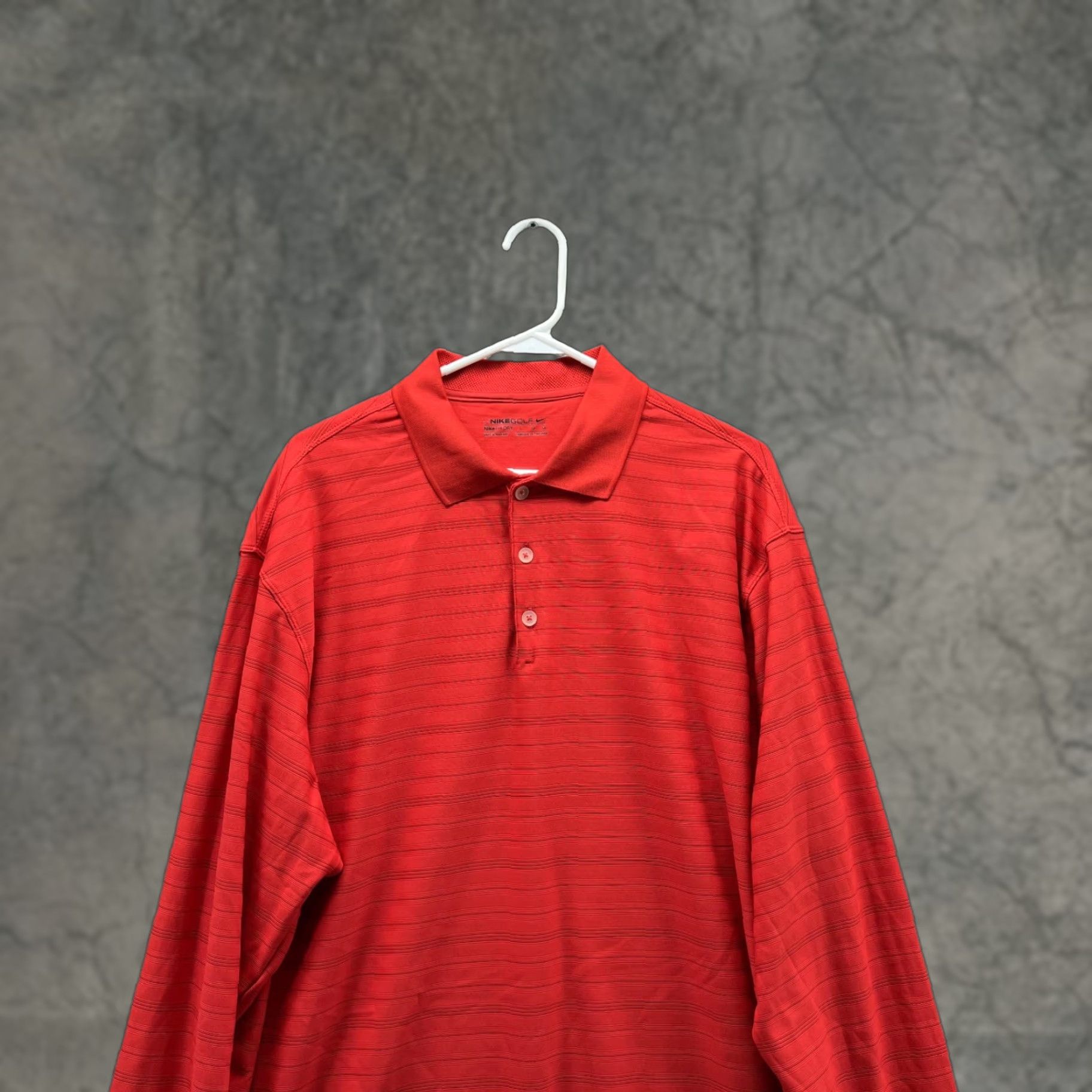 Nike VINTAGE Nike Polo Shirt Men Large Adult Red Dri-Fit Polyester Golf Long Sleeve Shirt Size US L / EU 52-54 / 3 - 1 Thumbnail